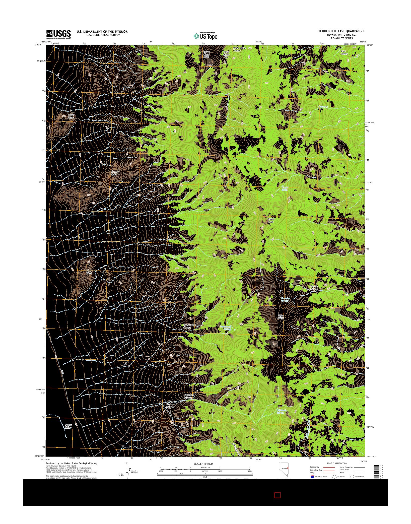 USGS US TOPO 7.5-MINUTE MAP FOR THIRD BUTTE EAST, NV 2014