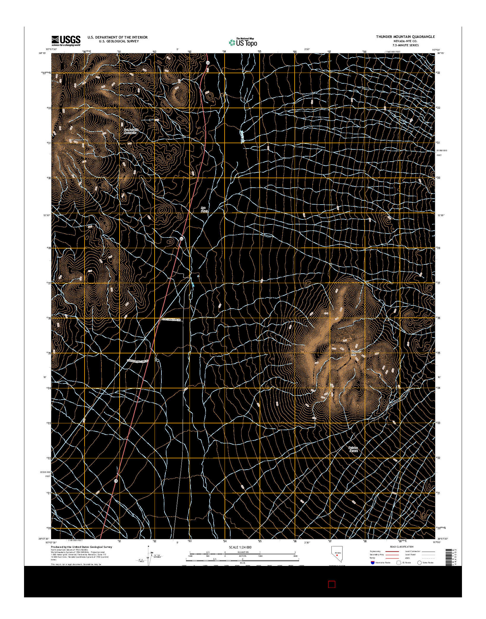 USGS US TOPO 7.5-MINUTE MAP FOR THUNDER MOUNTAIN, NV 2014