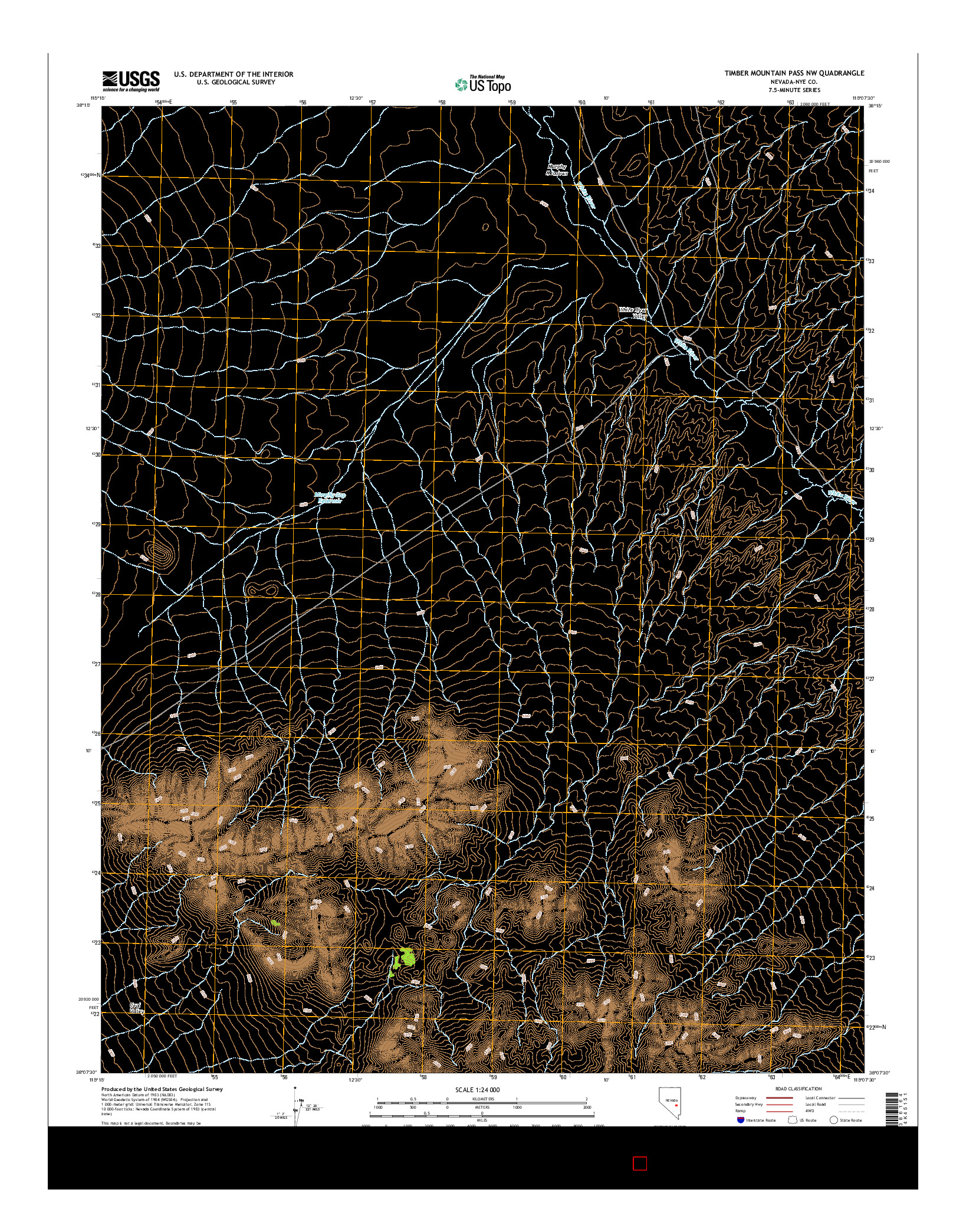 USGS US TOPO 7.5-MINUTE MAP FOR TIMBER MOUNTAIN PASS NW, NV 2014