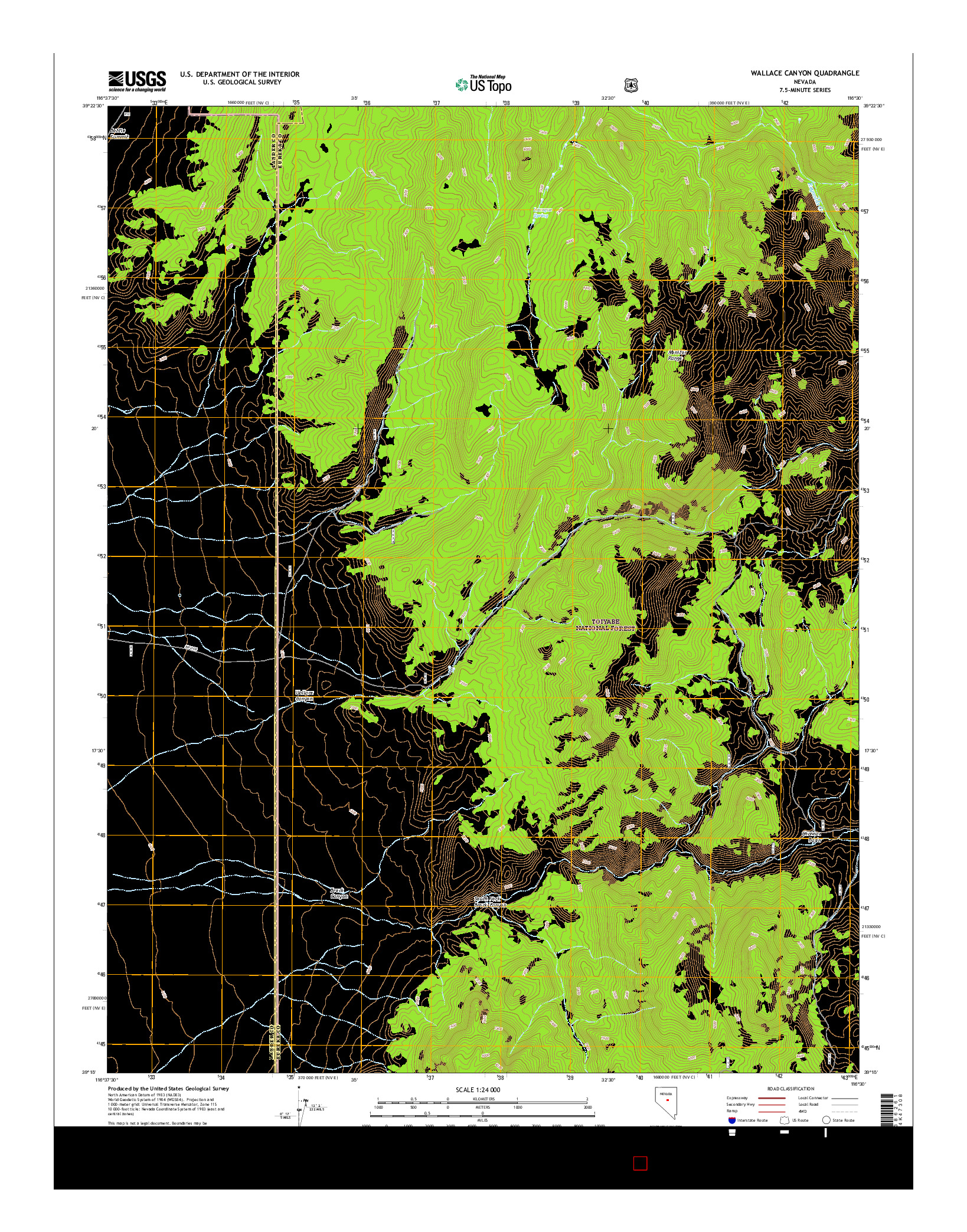 USGS US TOPO 7.5-MINUTE MAP FOR WALLACE CANYON, NV 2014