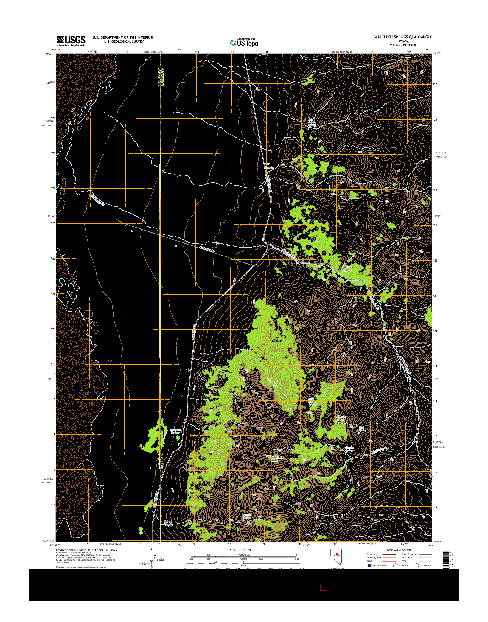 USGS US TOPO 7.5-MINUTE MAP FOR WALTI HOT SPRINGS, NV 2014