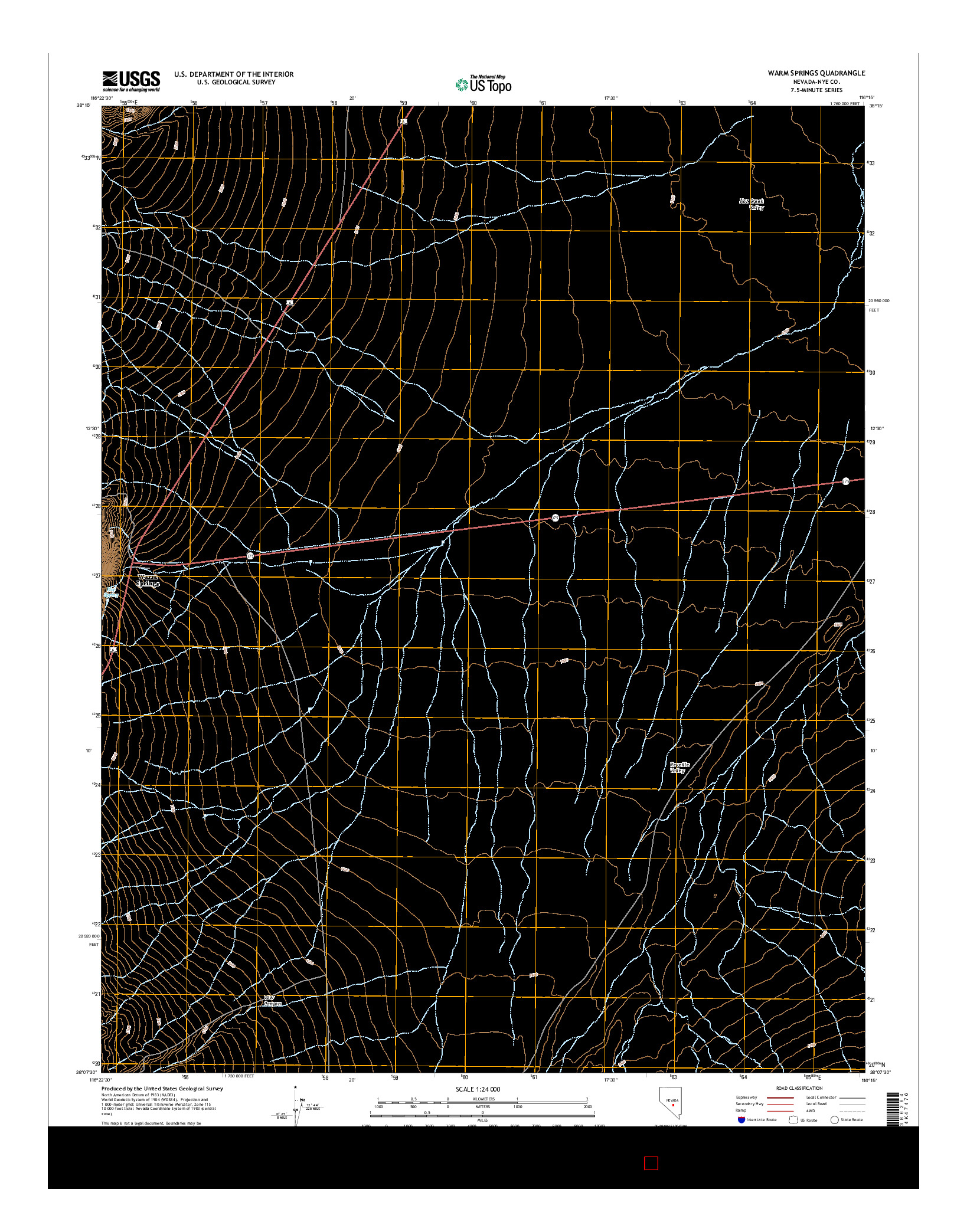 USGS US TOPO 7.5-MINUTE MAP FOR WARM SPRINGS, NV 2014