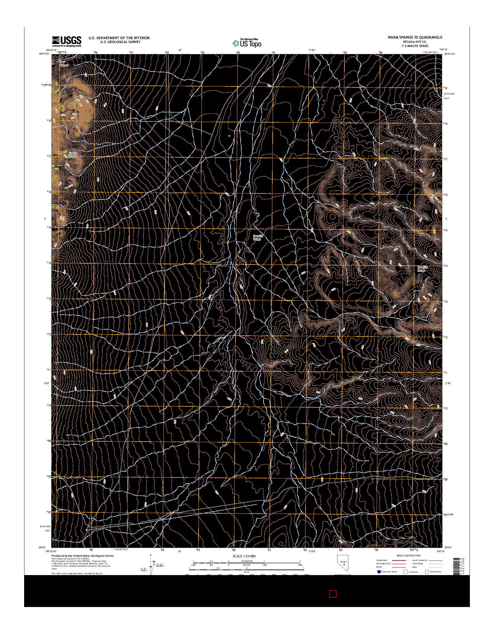 USGS US TOPO 7.5-MINUTE MAP FOR WARM SPRINGS SE, NV 2014