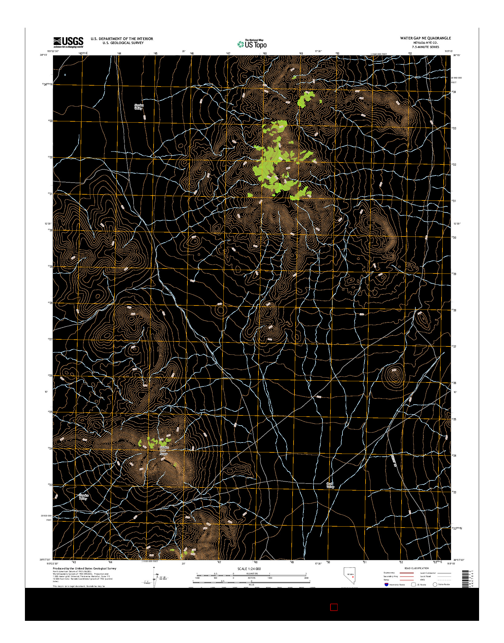 USGS US TOPO 7.5-MINUTE MAP FOR WATER GAP NE, NV 2014