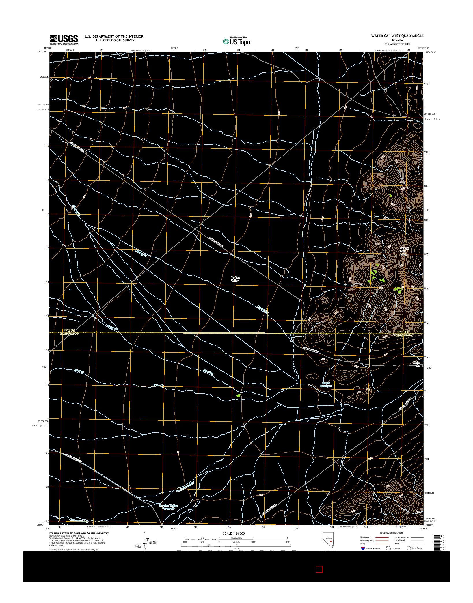 USGS US TOPO 7.5-MINUTE MAP FOR WATER GAP WEST, NV 2014