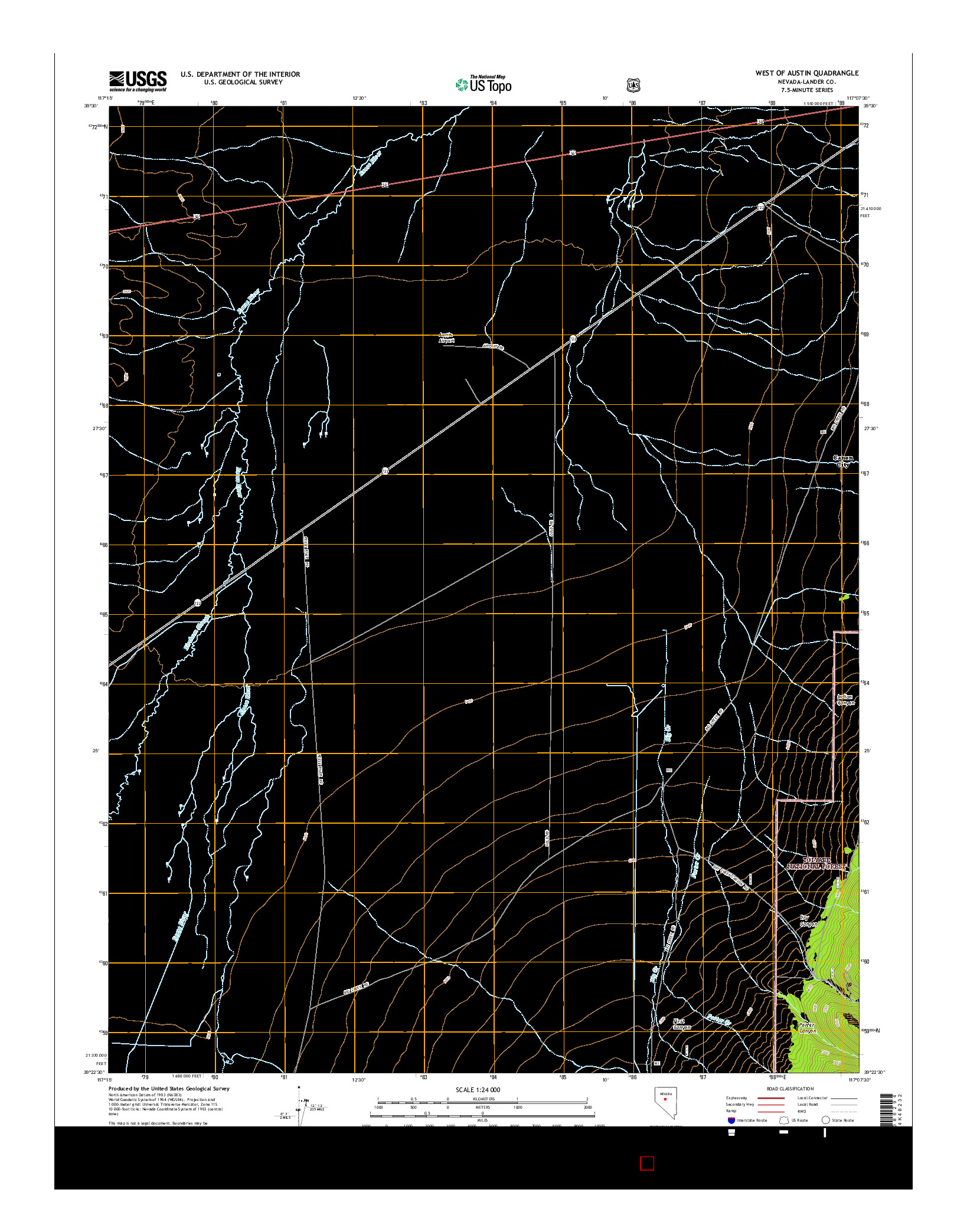 USGS US TOPO 7.5-MINUTE MAP FOR WEST OF AUSTIN, NV 2014