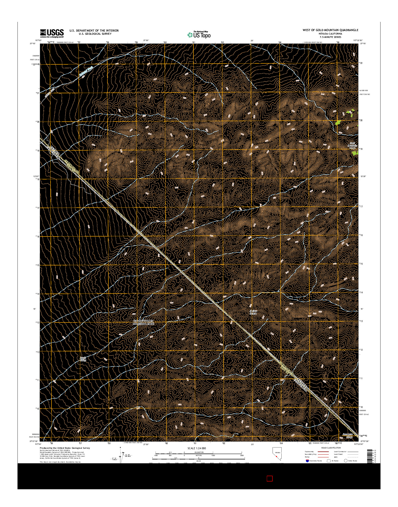 USGS US TOPO 7.5-MINUTE MAP FOR WEST OF GOLD MOUNTAIN, NV-CA 2014