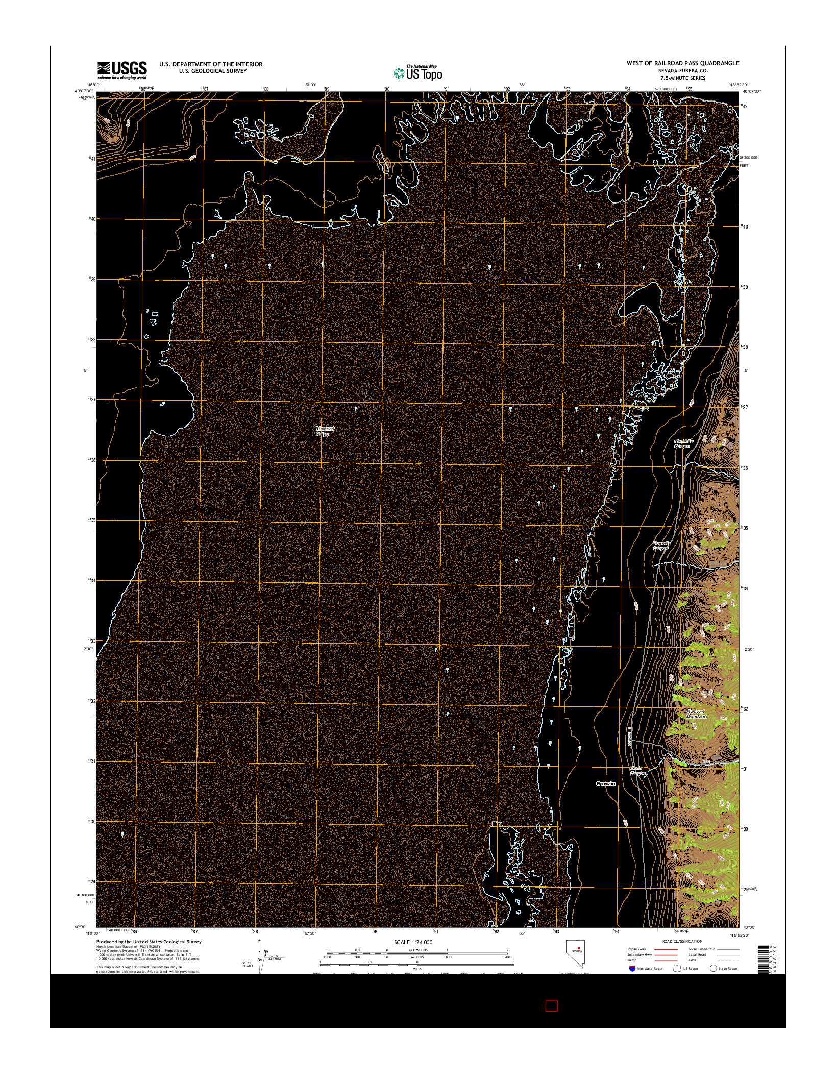 USGS US TOPO 7.5-MINUTE MAP FOR WEST OF RAILROAD PASS, NV 2014