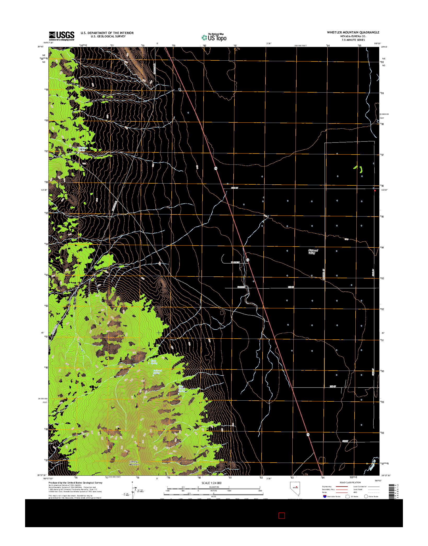 USGS US TOPO 7.5-MINUTE MAP FOR WHISTLER MOUNTAIN, NV 2014