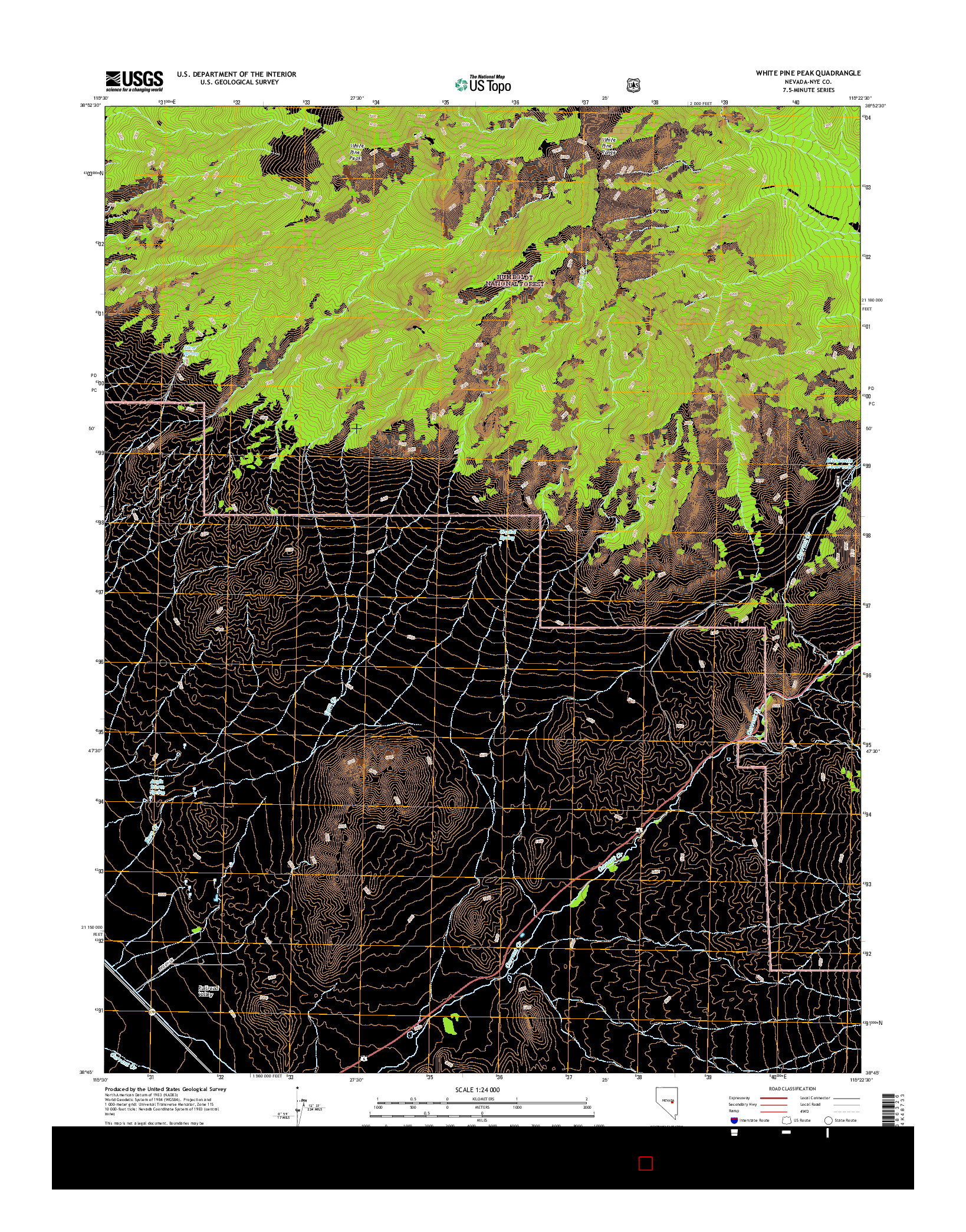 USGS US TOPO 7.5-MINUTE MAP FOR WHITE PINE PEAK, NV 2014