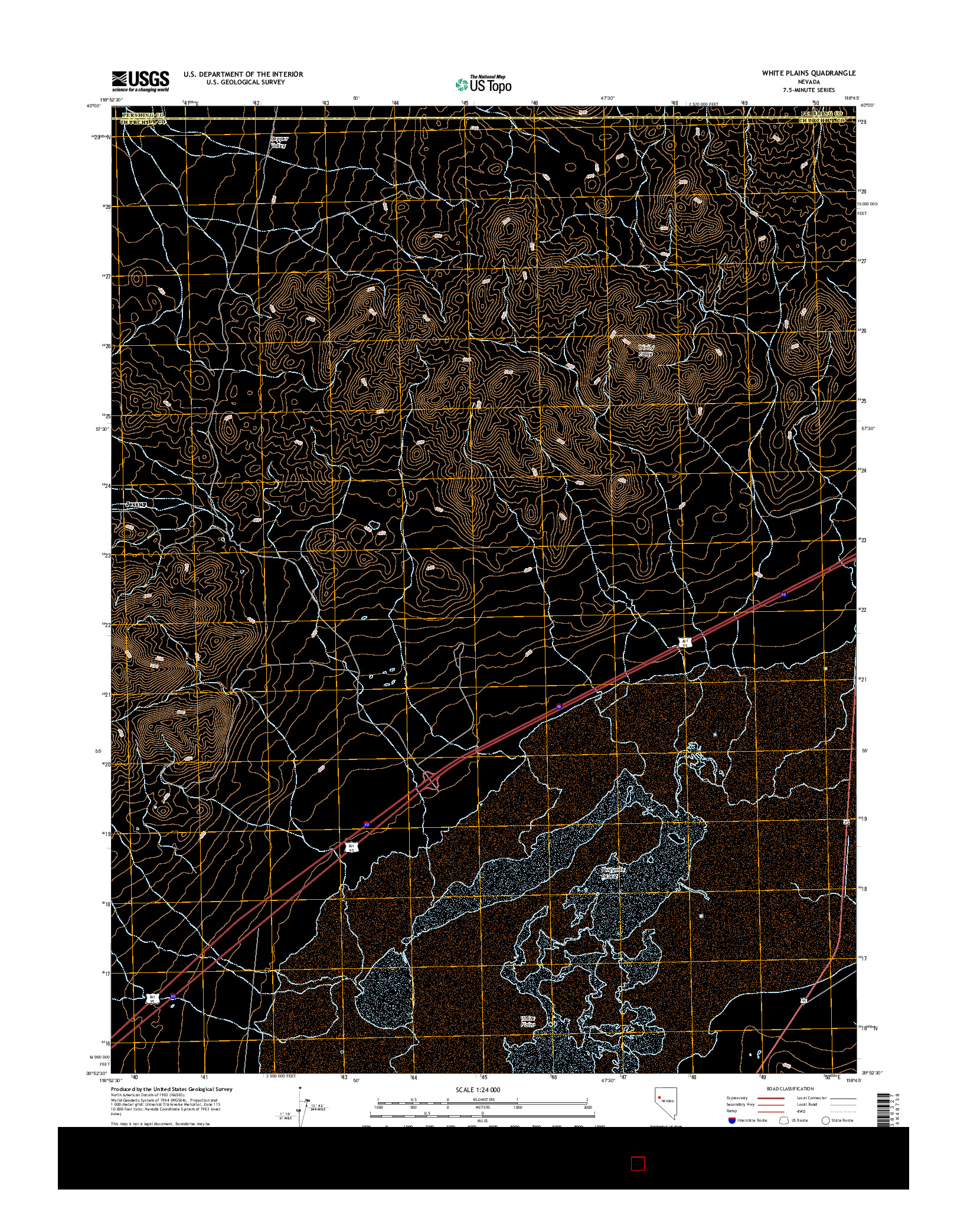 USGS US TOPO 7.5-MINUTE MAP FOR WHITE PLAINS, NV 2014