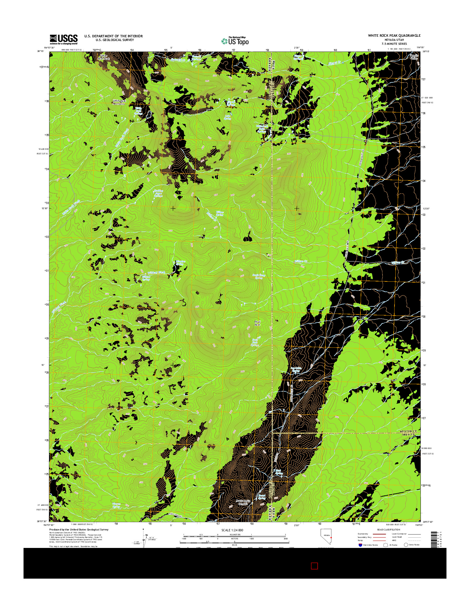 USGS US TOPO 7.5-MINUTE MAP FOR WHITE ROCK PEAK, NV-UT 2014