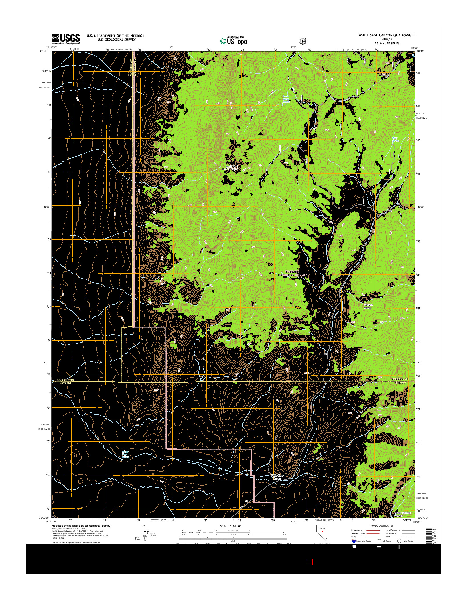 USGS US TOPO 7.5-MINUTE MAP FOR WHITE SAGE CANYON, NV 2014