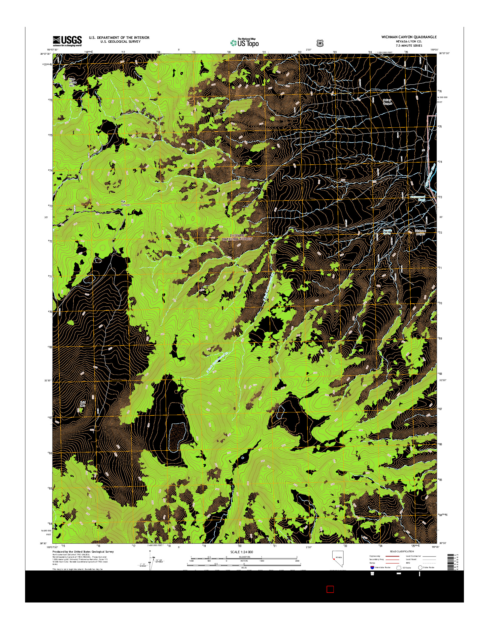 USGS US TOPO 7.5-MINUTE MAP FOR WICHMAN CANYON, NV 2014