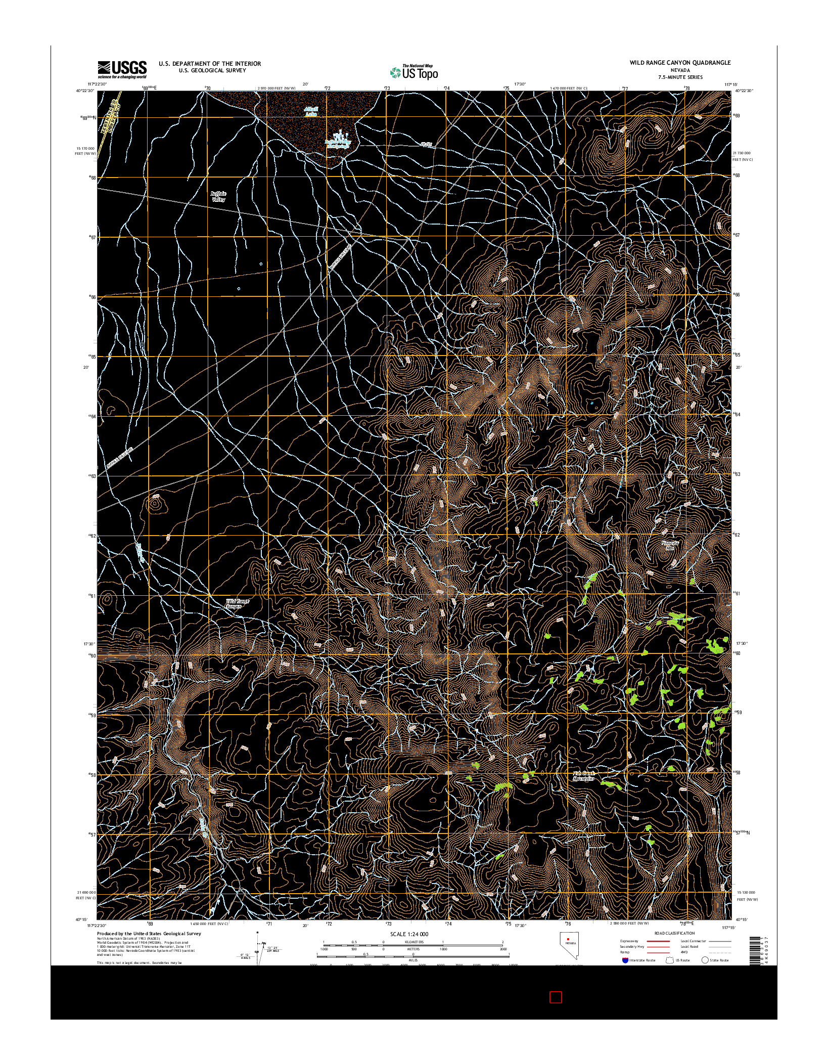 USGS US TOPO 7.5-MINUTE MAP FOR WILD RANGE CANYON, NV 2014