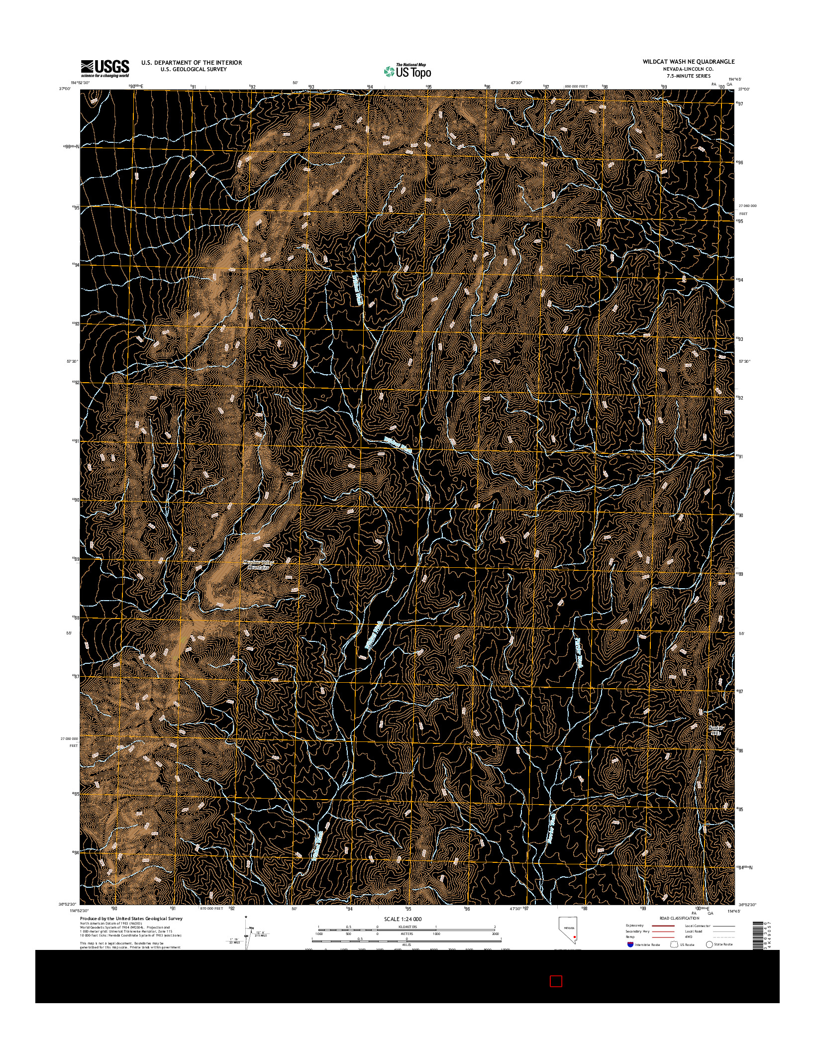 USGS US TOPO 7.5-MINUTE MAP FOR WILDCAT WASH NE, NV 2014