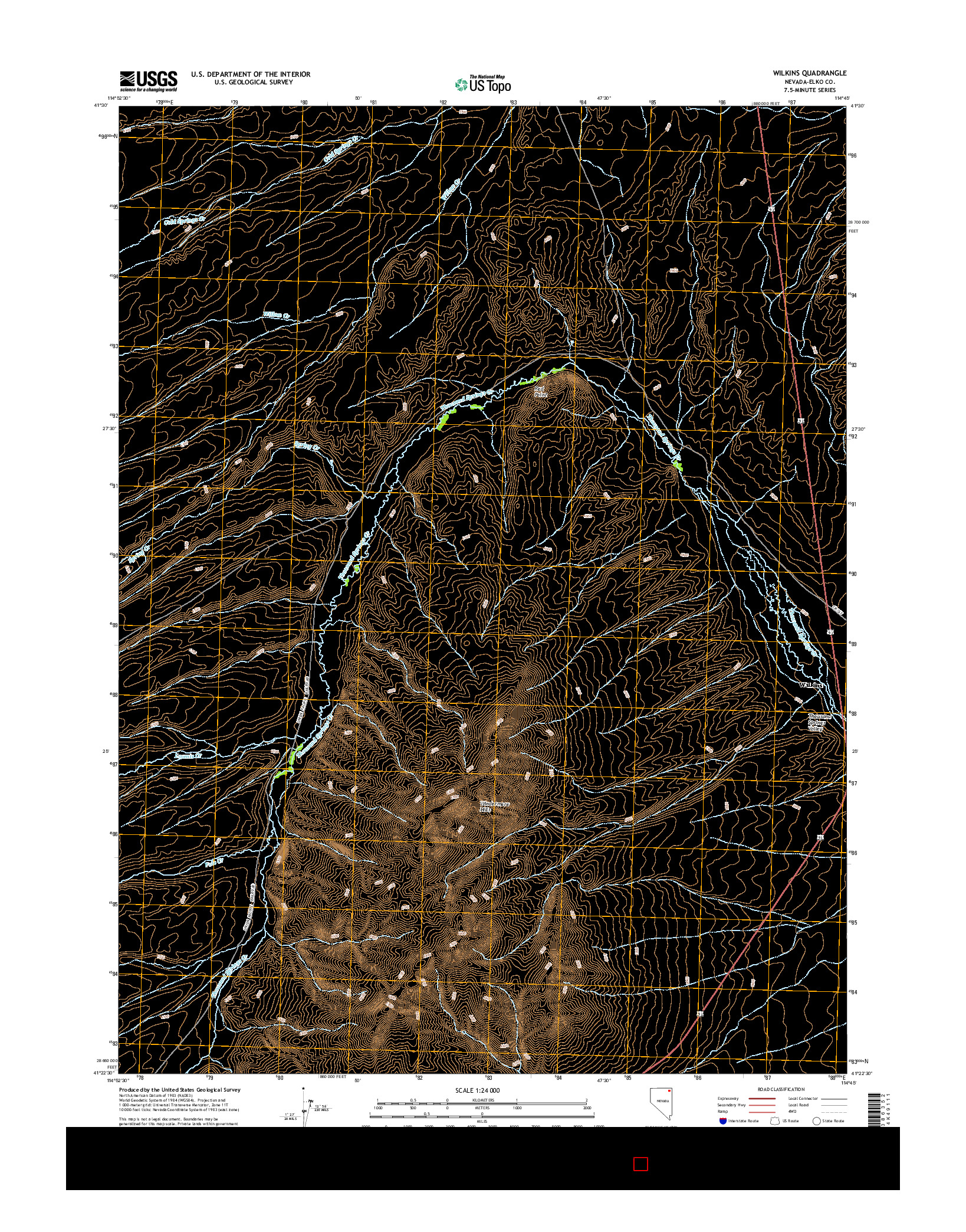 USGS US TOPO 7.5-MINUTE MAP FOR WILKINS, NV 2014