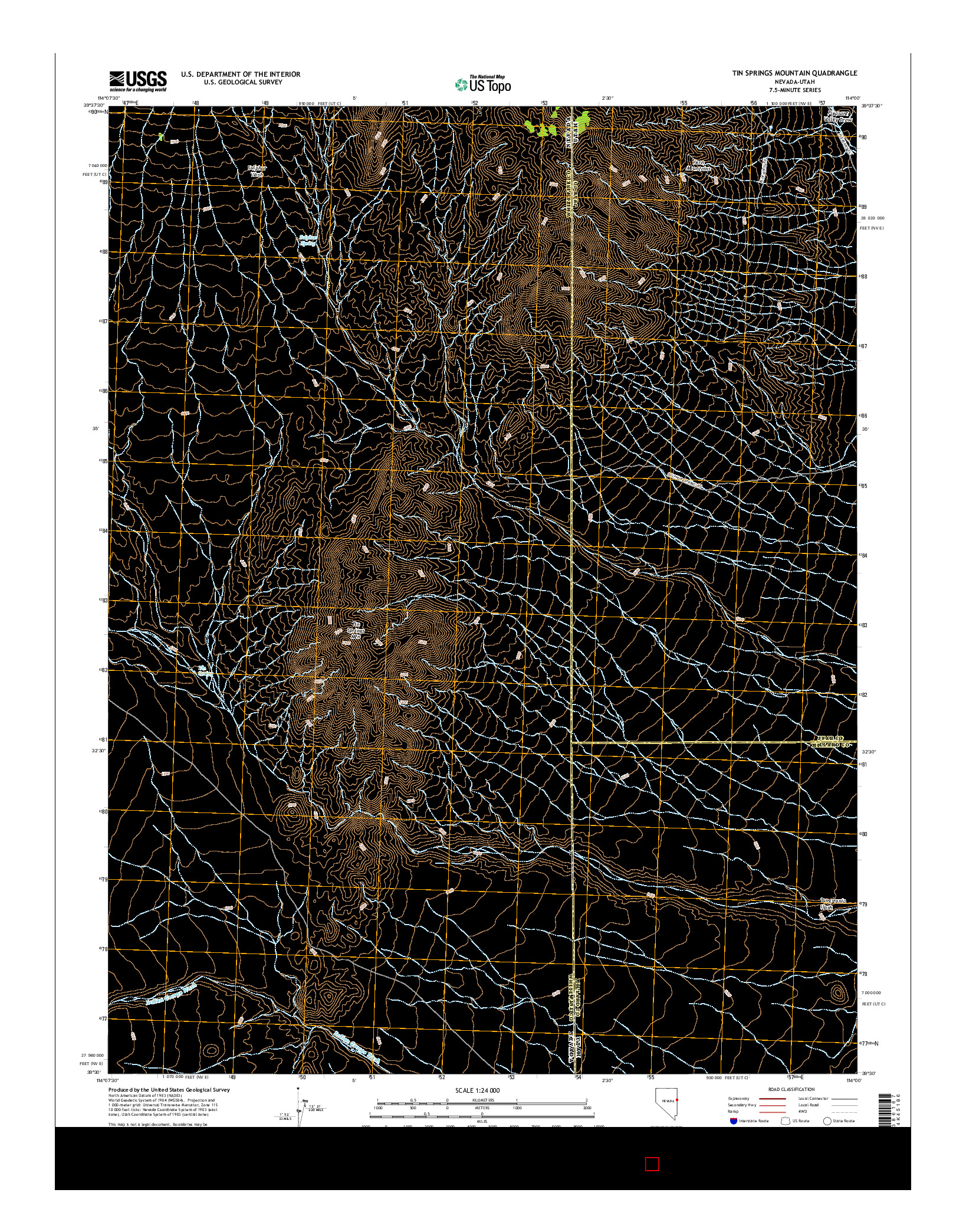 USGS US TOPO 7.5-MINUTE MAP FOR TIN SPRINGS MOUNTAIN, NV-UT 2014