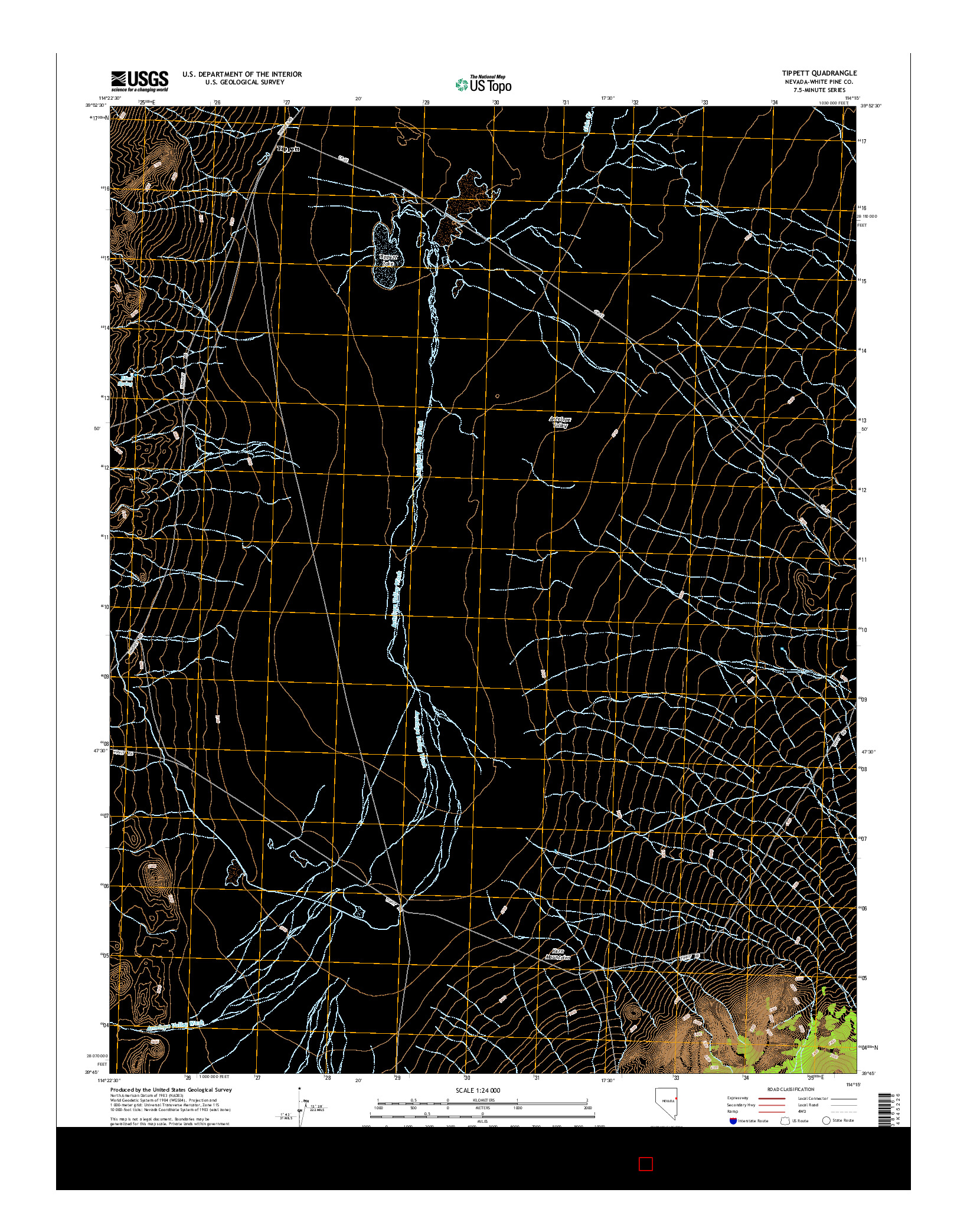 USGS US TOPO 7.5-MINUTE MAP FOR TIPPETT, NV 2014