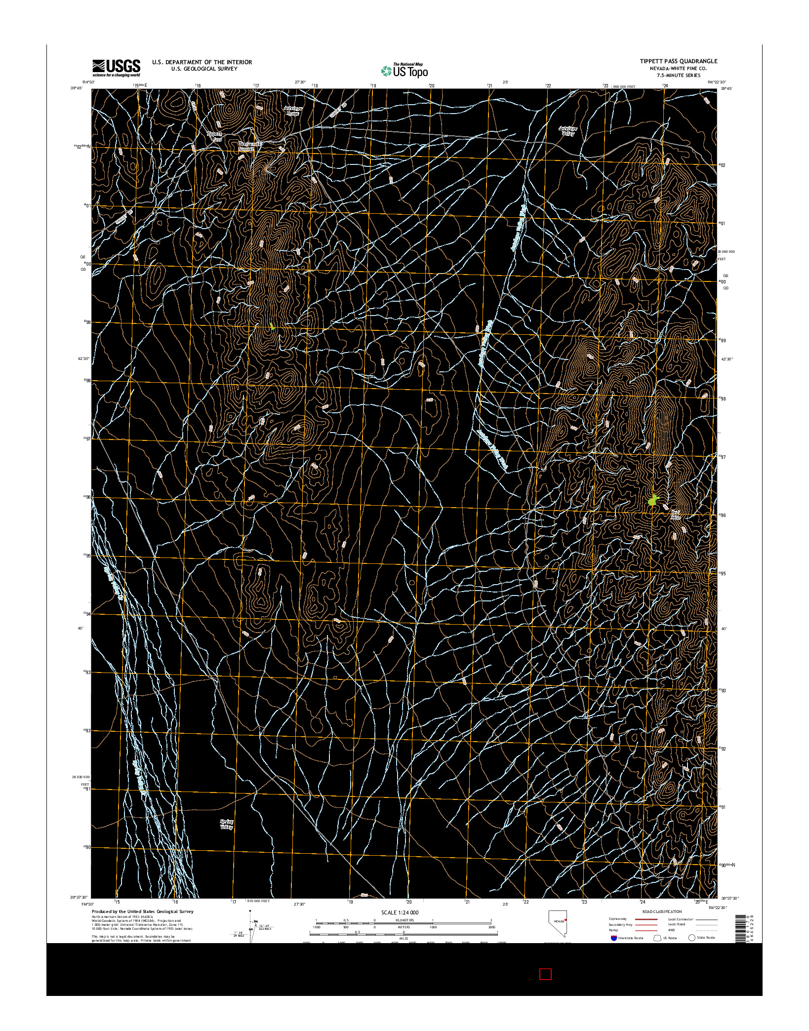 USGS US TOPO 7.5-MINUTE MAP FOR TIPPETT PASS, NV 2014