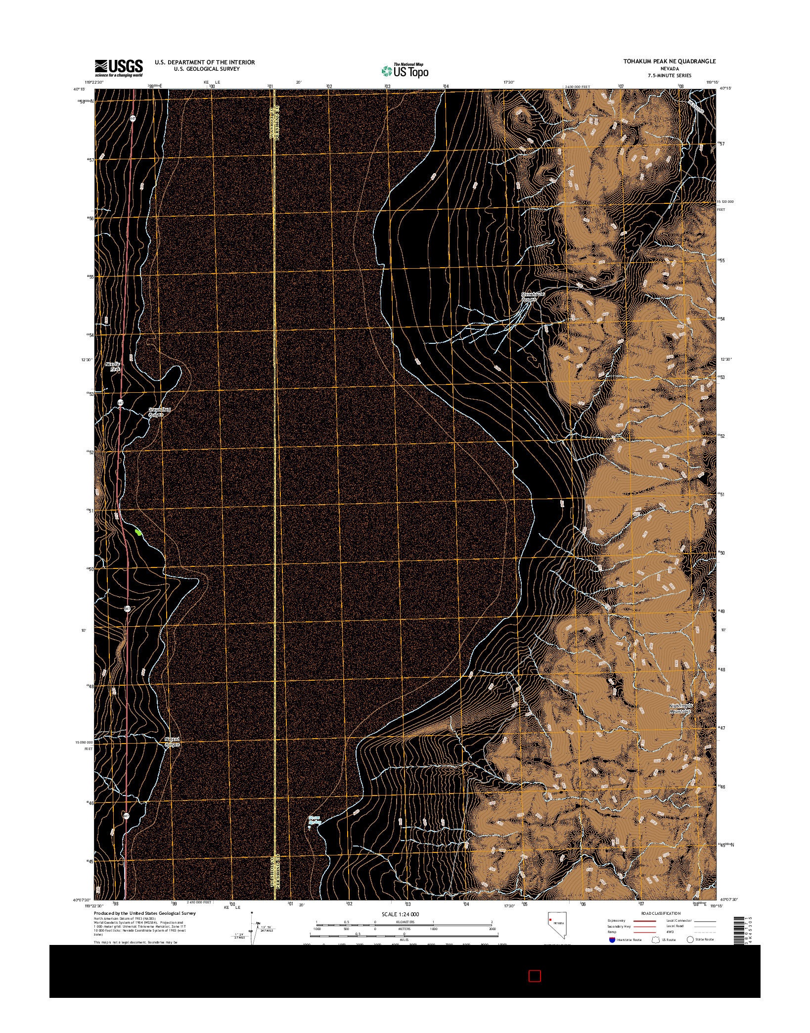 USGS US TOPO 7.5-MINUTE MAP FOR TOHAKUM PEAK NE, NV 2014