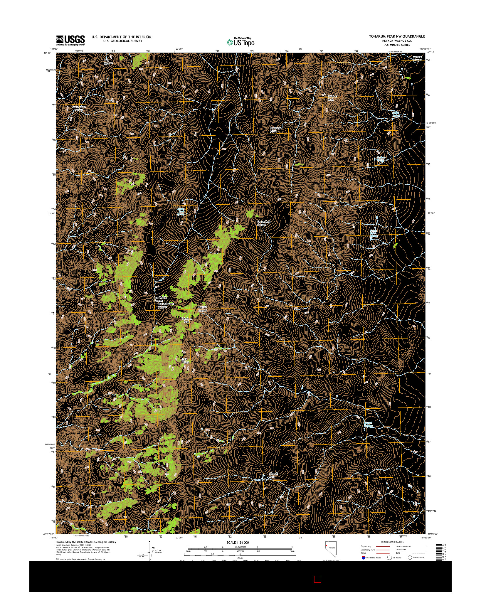 USGS US TOPO 7.5-MINUTE MAP FOR TOHAKUM PEAK NW, NV 2014