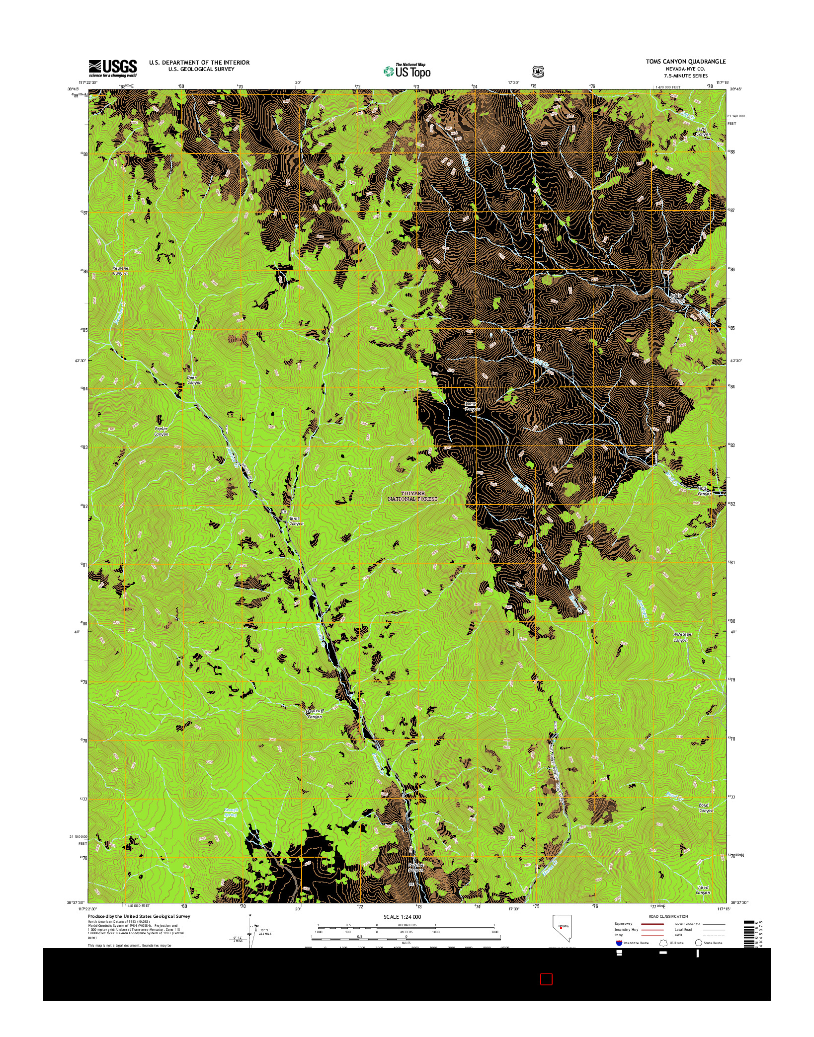 USGS US TOPO 7.5-MINUTE MAP FOR TOMS CANYON, NV 2014