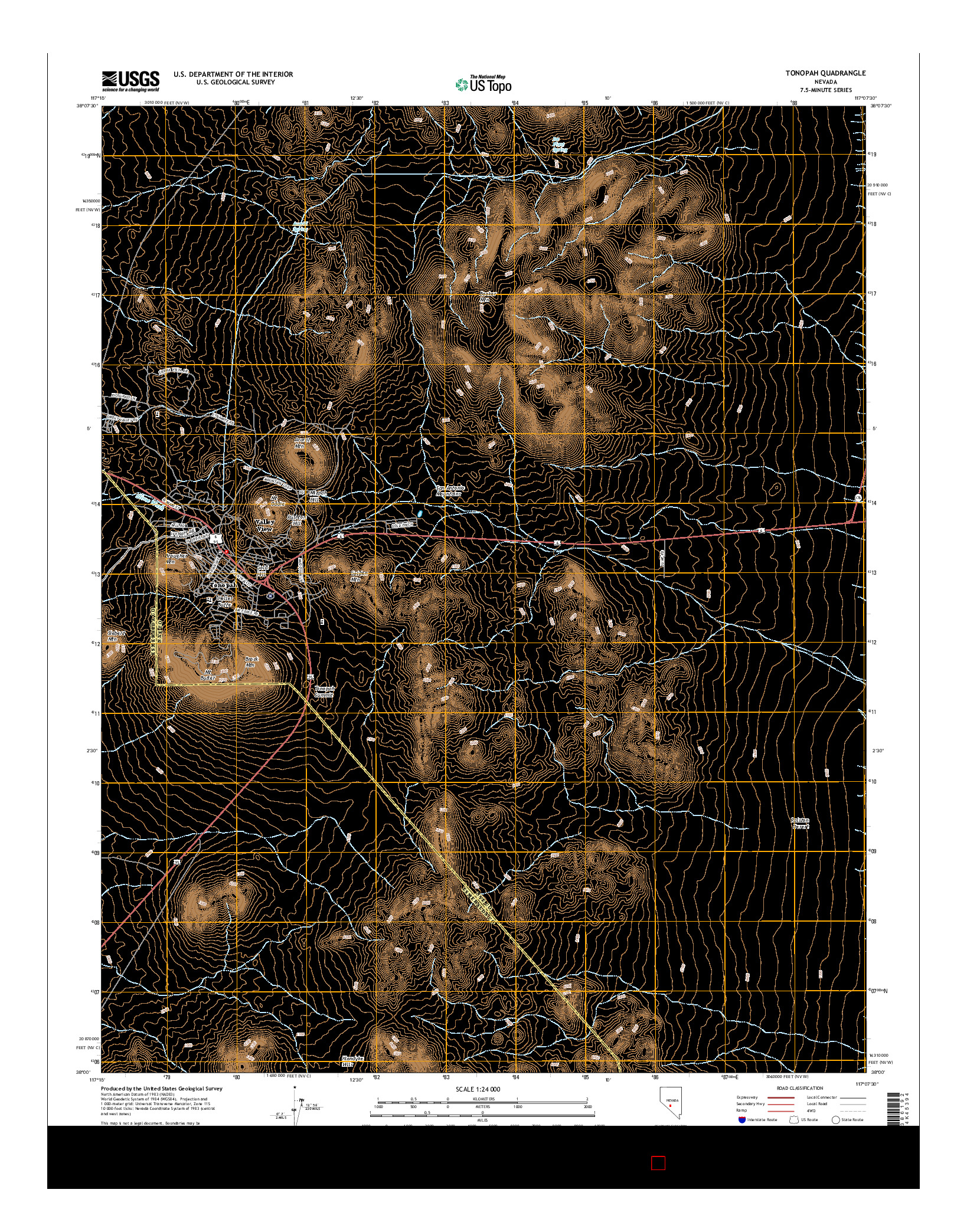 USGS US TOPO 7.5-MINUTE MAP FOR TONOPAH, NV 2014
