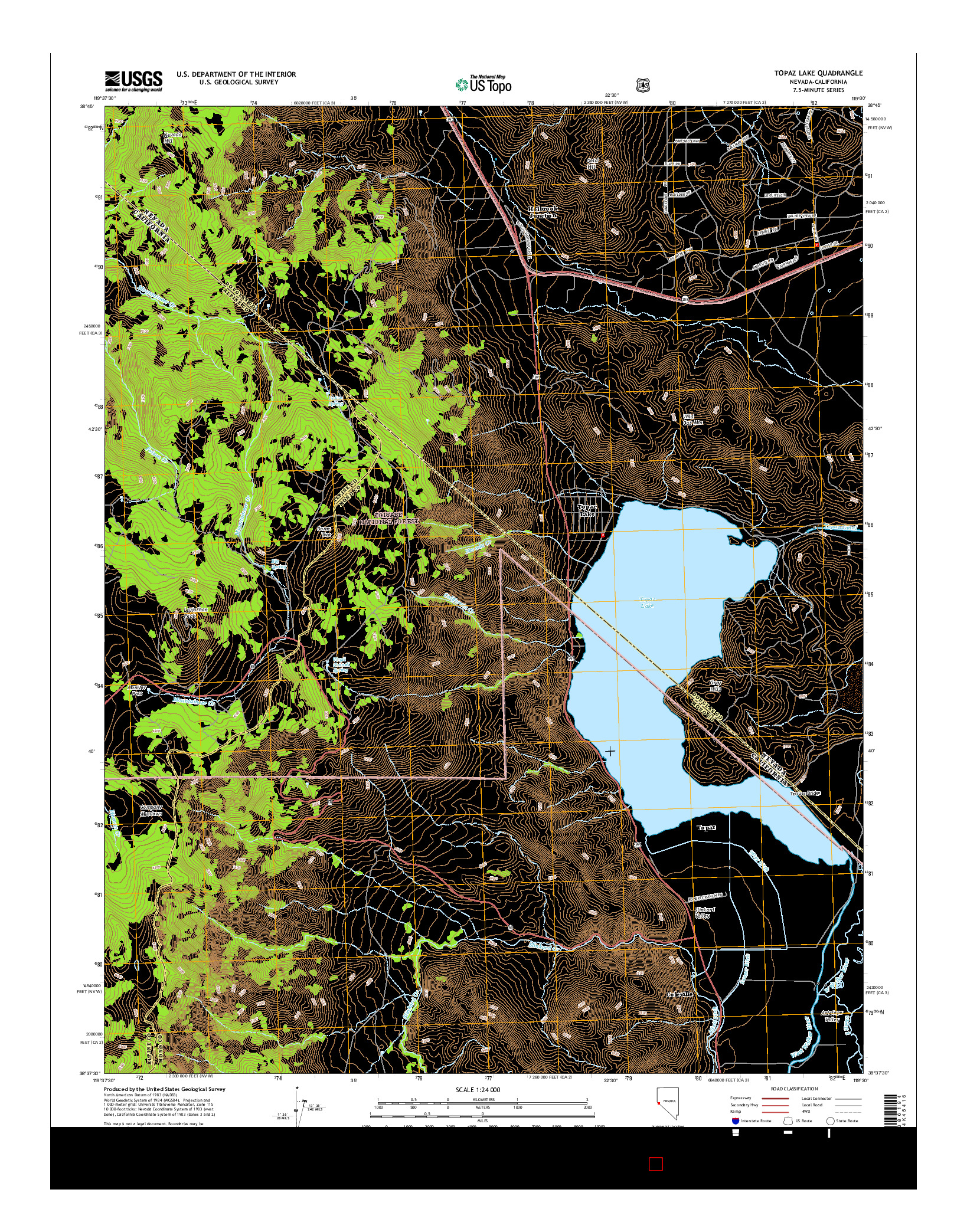USGS US TOPO 7.5-MINUTE MAP FOR TOPAZ LAKE, NV-CA 2014