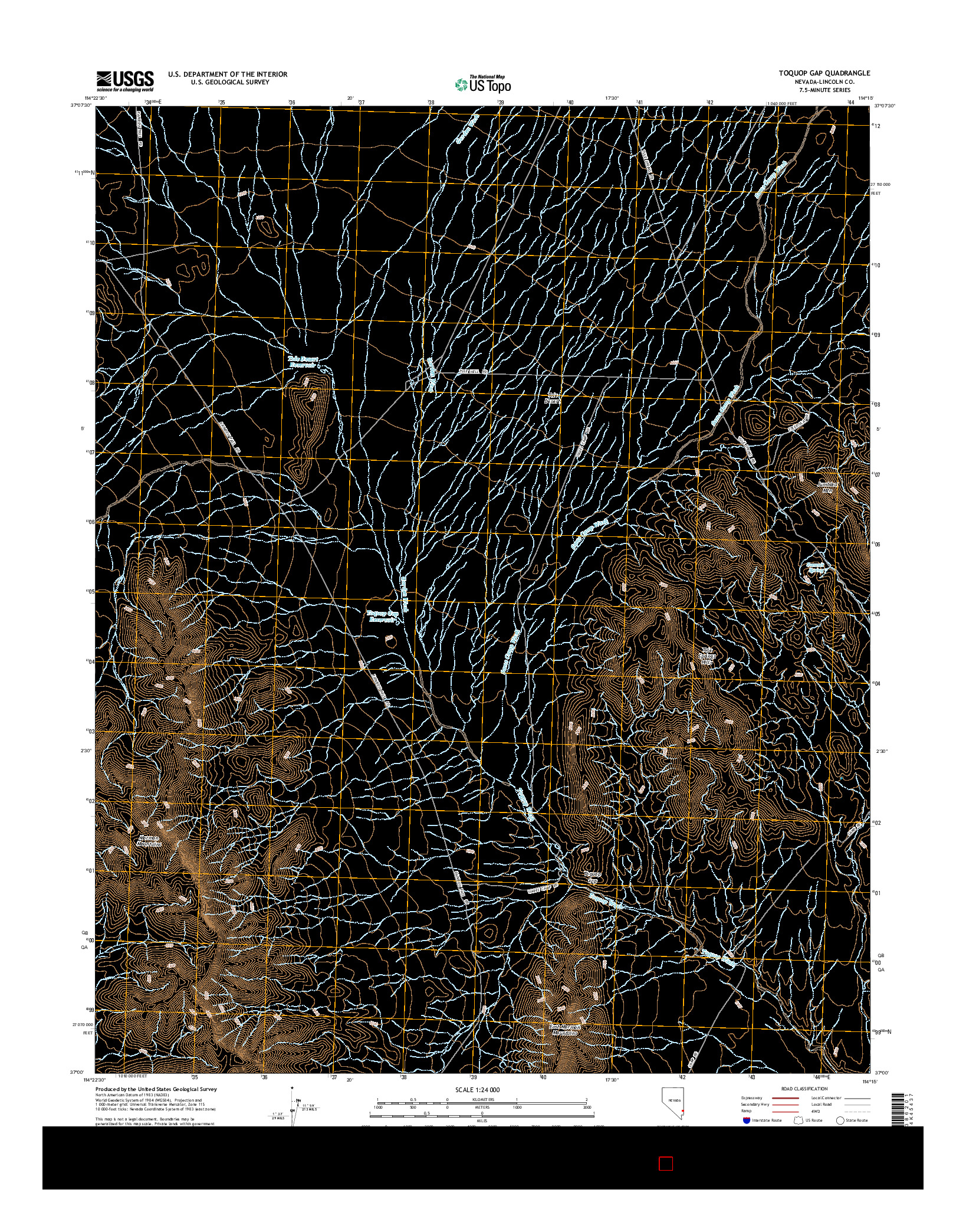 USGS US TOPO 7.5-MINUTE MAP FOR TOQUOP GAP, NV 2014