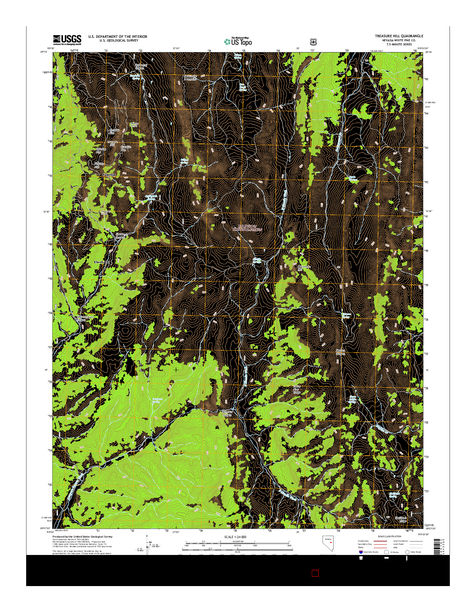USGS US TOPO 7.5-MINUTE MAP FOR TREASURE HILL, NV 2014