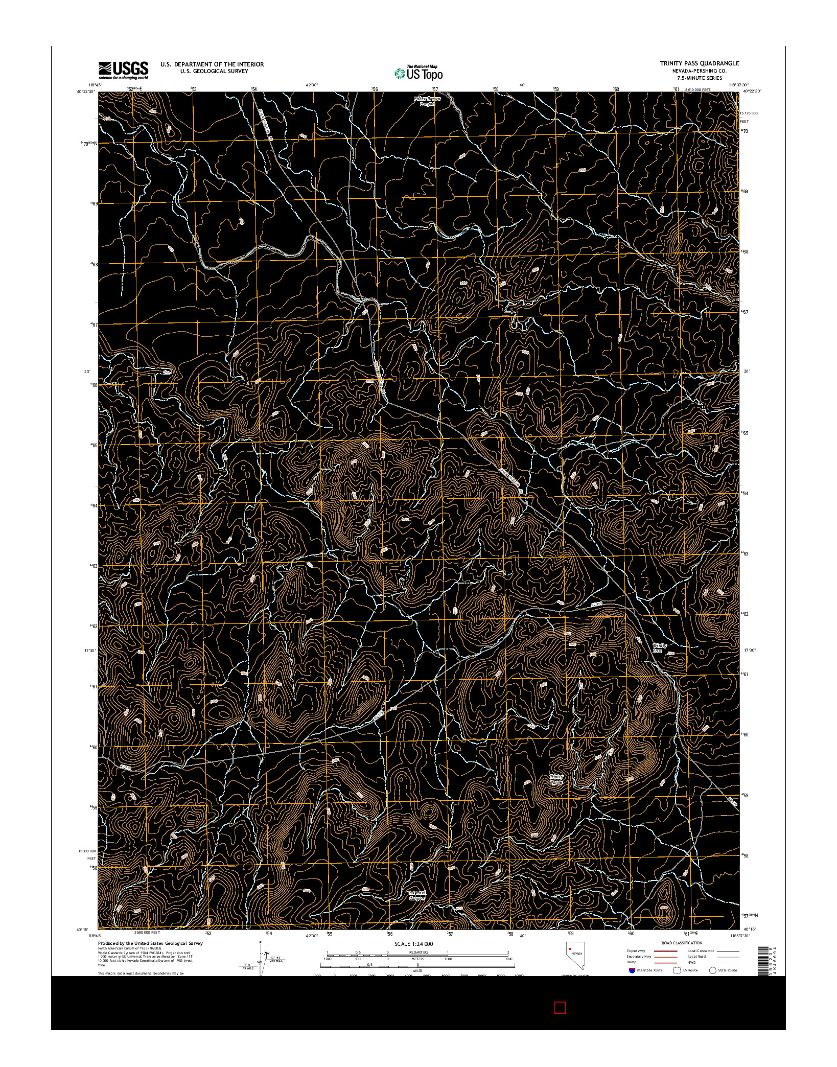 USGS US TOPO 7.5-MINUTE MAP FOR TRINITY PASS, NV 2014