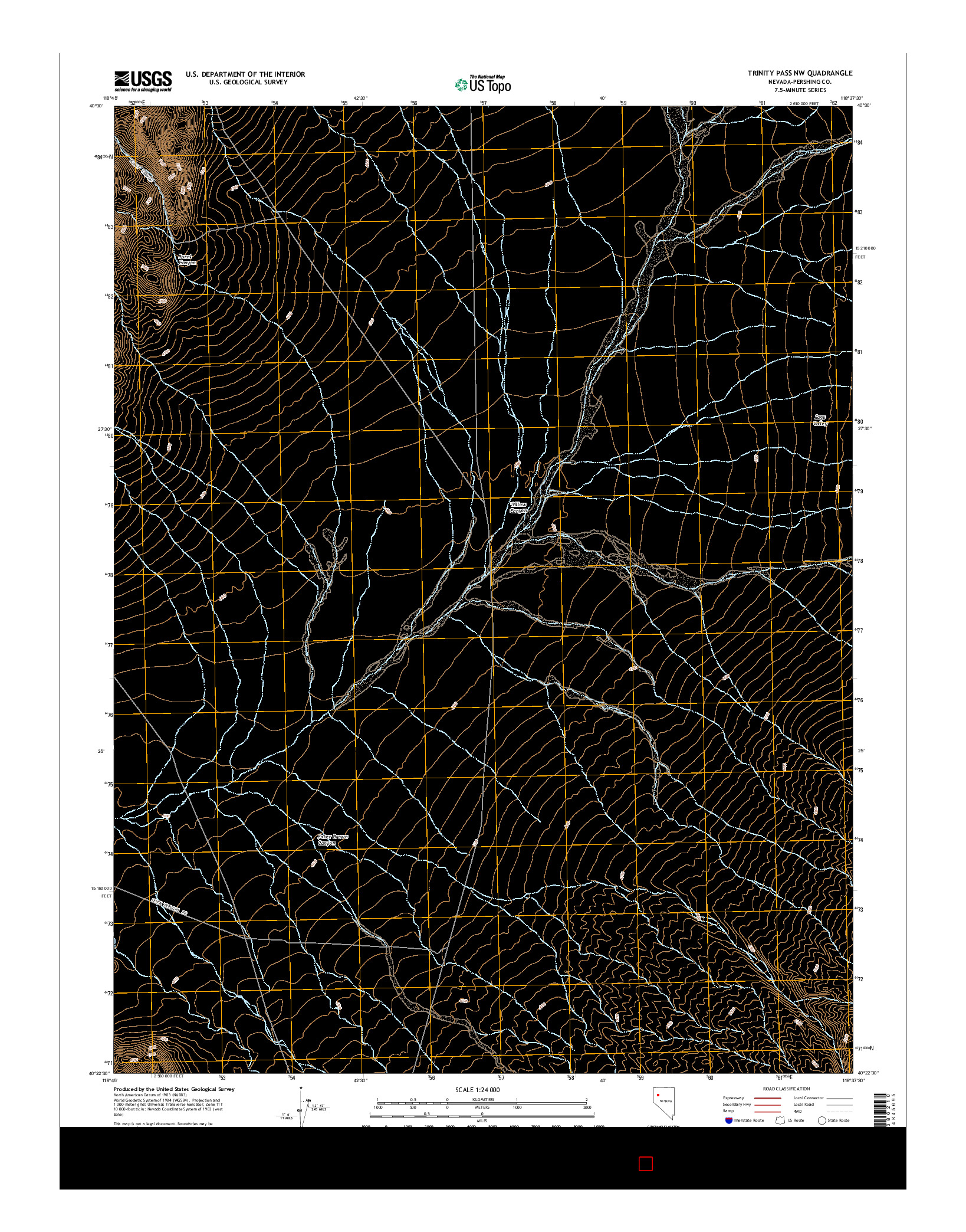 USGS US TOPO 7.5-MINUTE MAP FOR TRINITY PASS NW, NV 2014