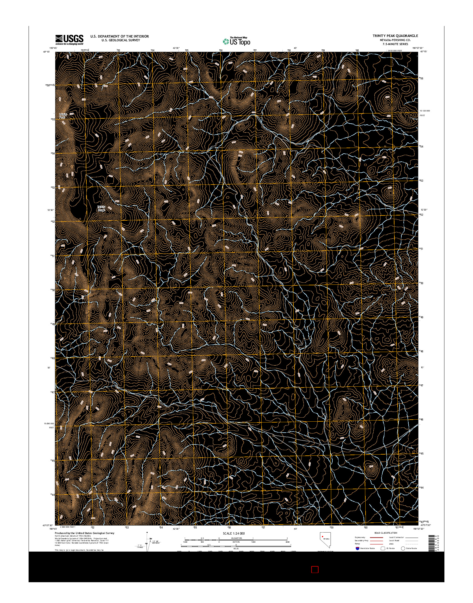 USGS US TOPO 7.5-MINUTE MAP FOR TRINITY PEAK, NV 2014