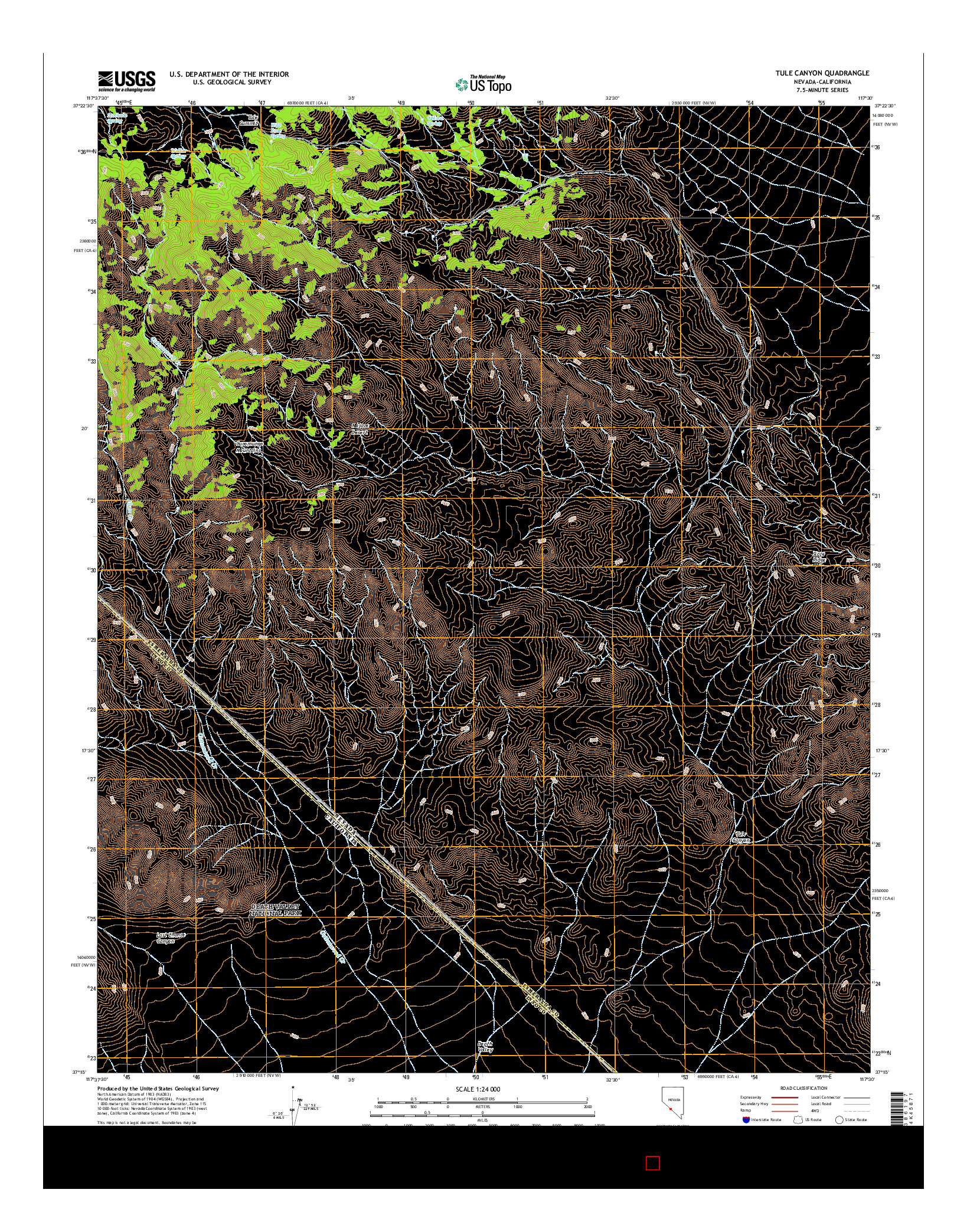 USGS US TOPO 7.5-MINUTE MAP FOR TULE CANYON, NV-CA 2014