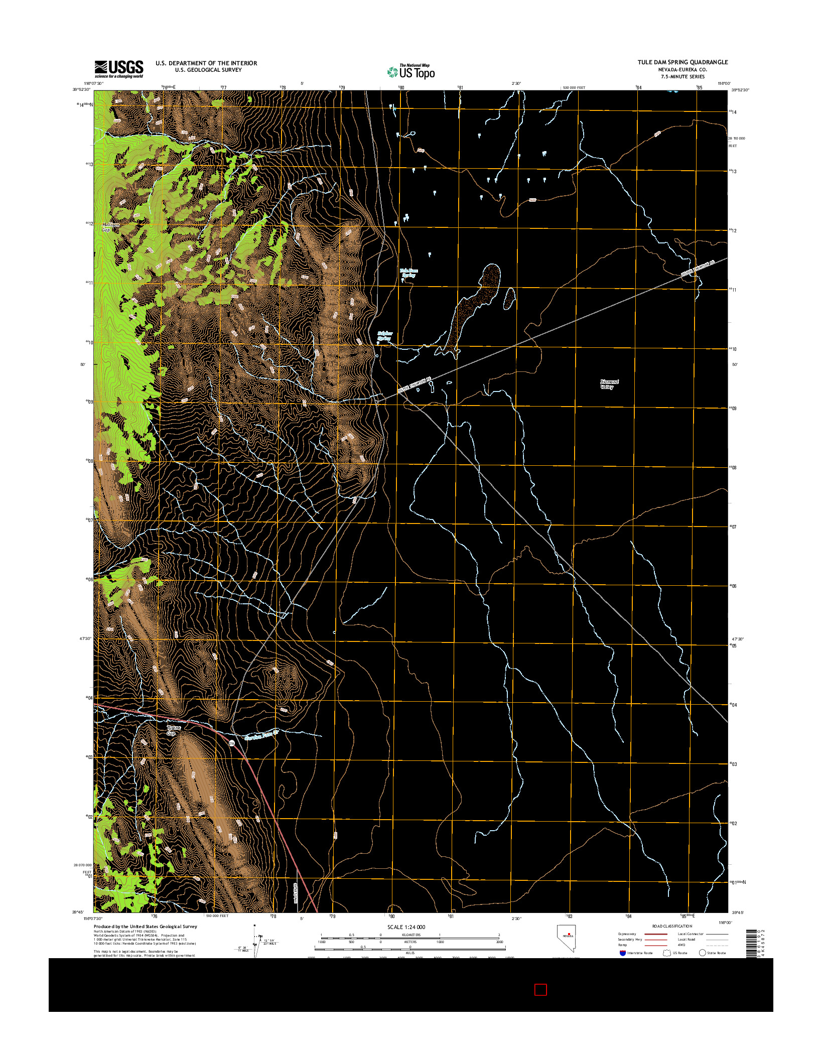 USGS US TOPO 7.5-MINUTE MAP FOR TULE DAM SPRING, NV 2014