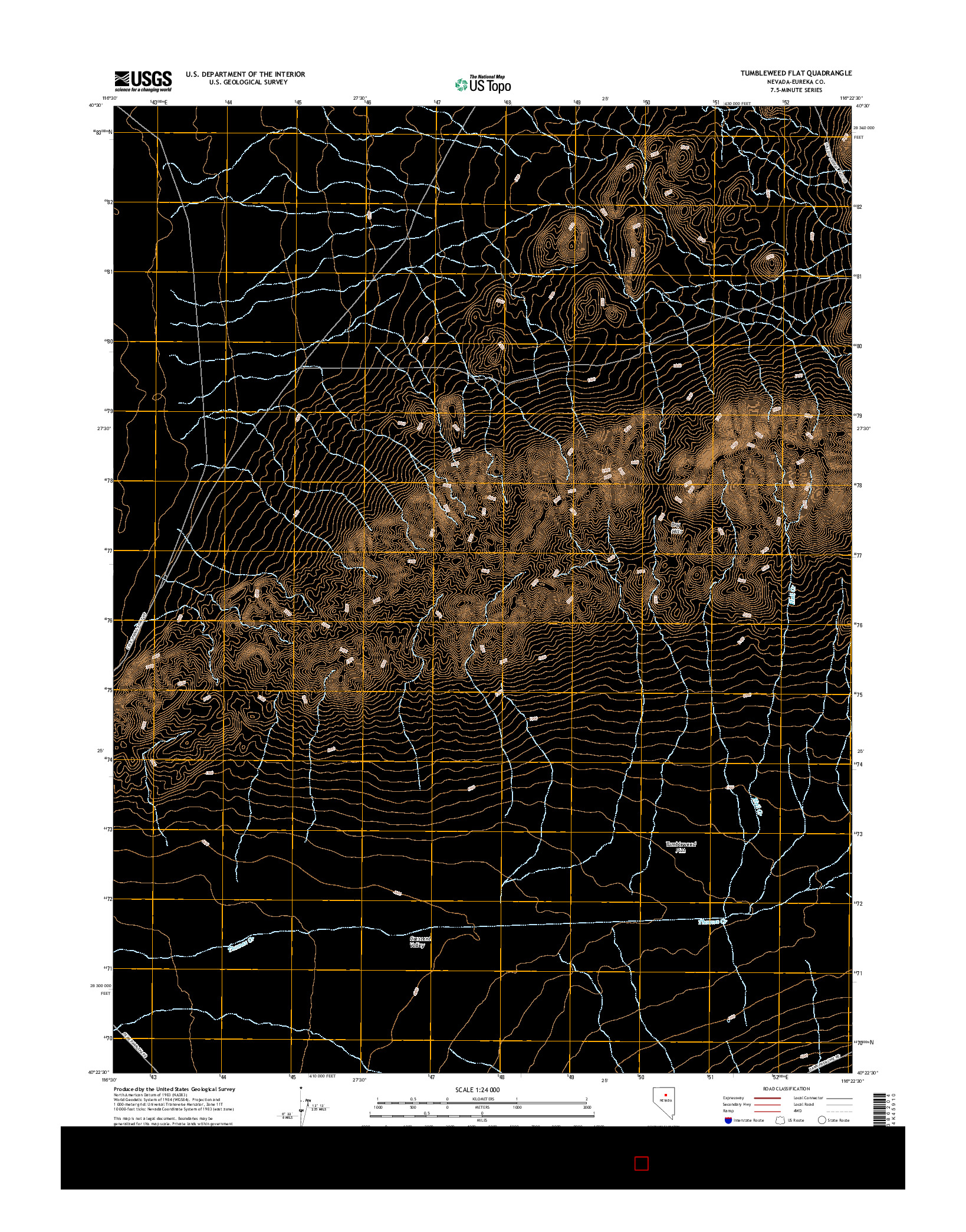 USGS US TOPO 7.5-MINUTE MAP FOR TUMBLEWEED FLAT, NV 2014