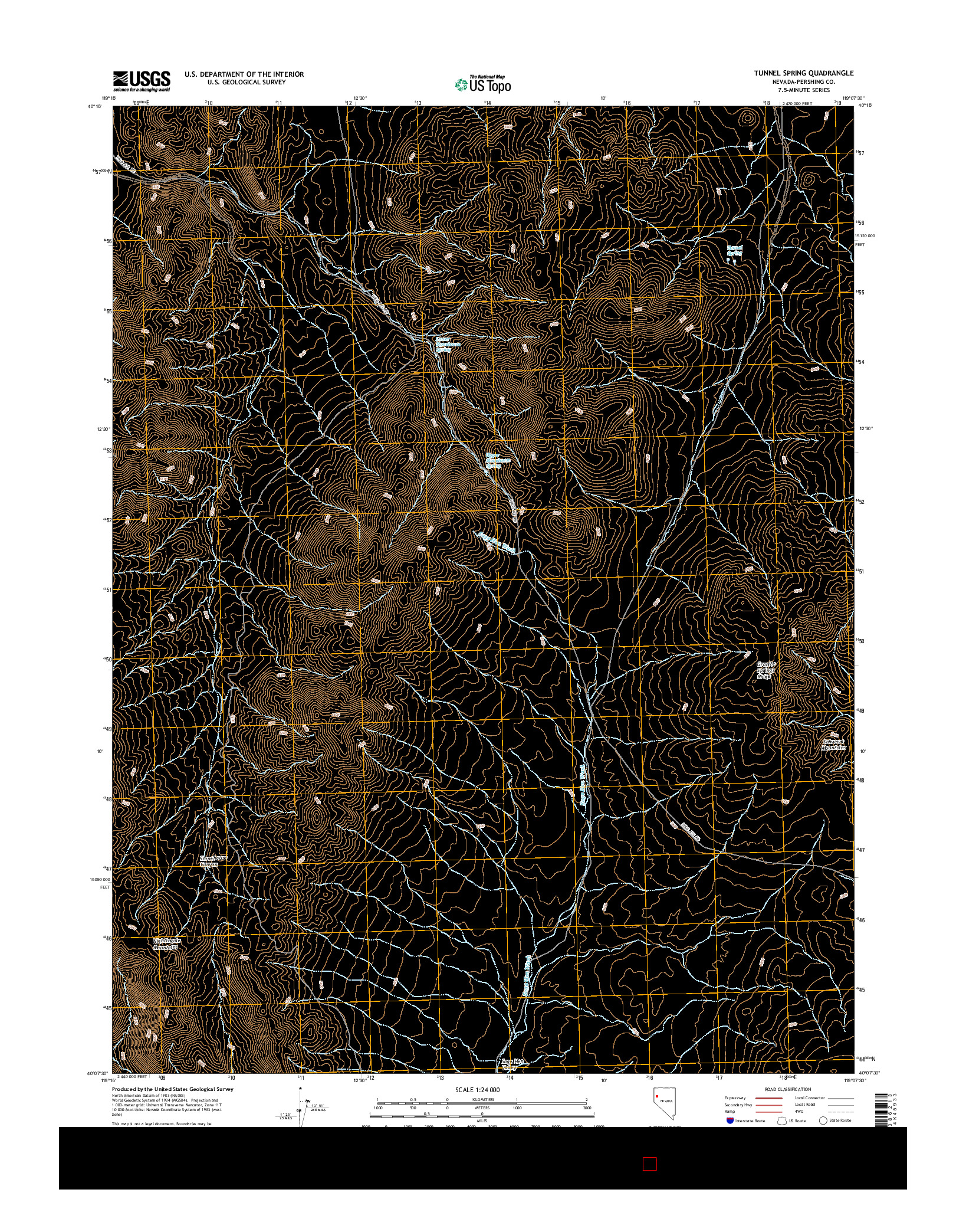 USGS US TOPO 7.5-MINUTE MAP FOR TUNNEL SPRING, NV 2014