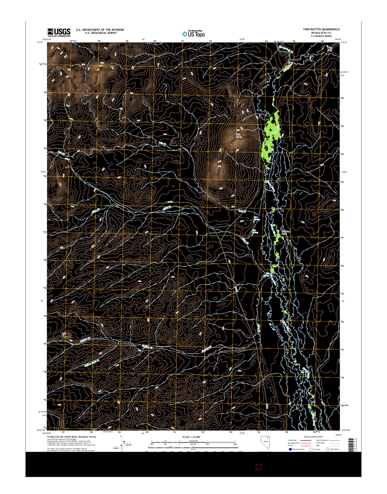USGS US TOPO 7.5-MINUTE MAP FOR TWIN BUTTES, NV 2014
