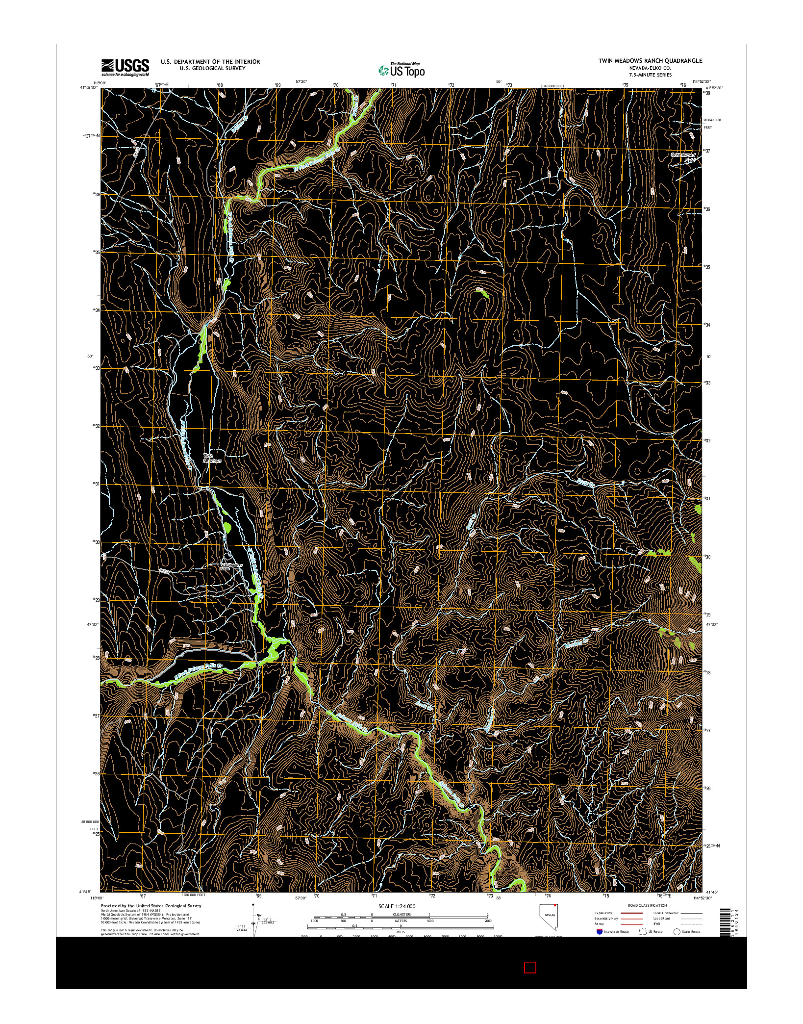 USGS US TOPO 7.5-MINUTE MAP FOR TWIN MEADOWS RANCH, NV 2014