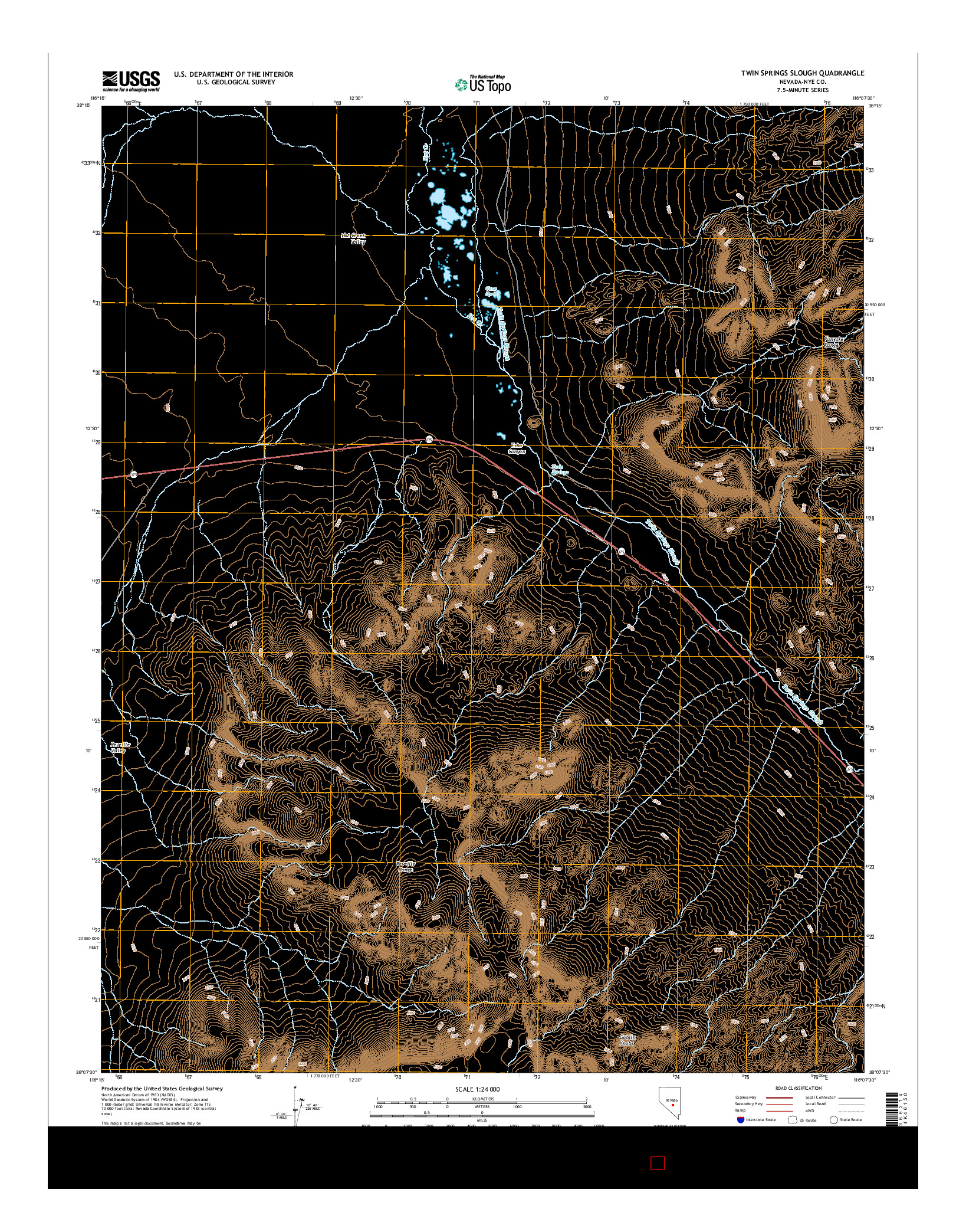 USGS US TOPO 7.5-MINUTE MAP FOR TWIN SPRINGS SLOUGH, NV 2014