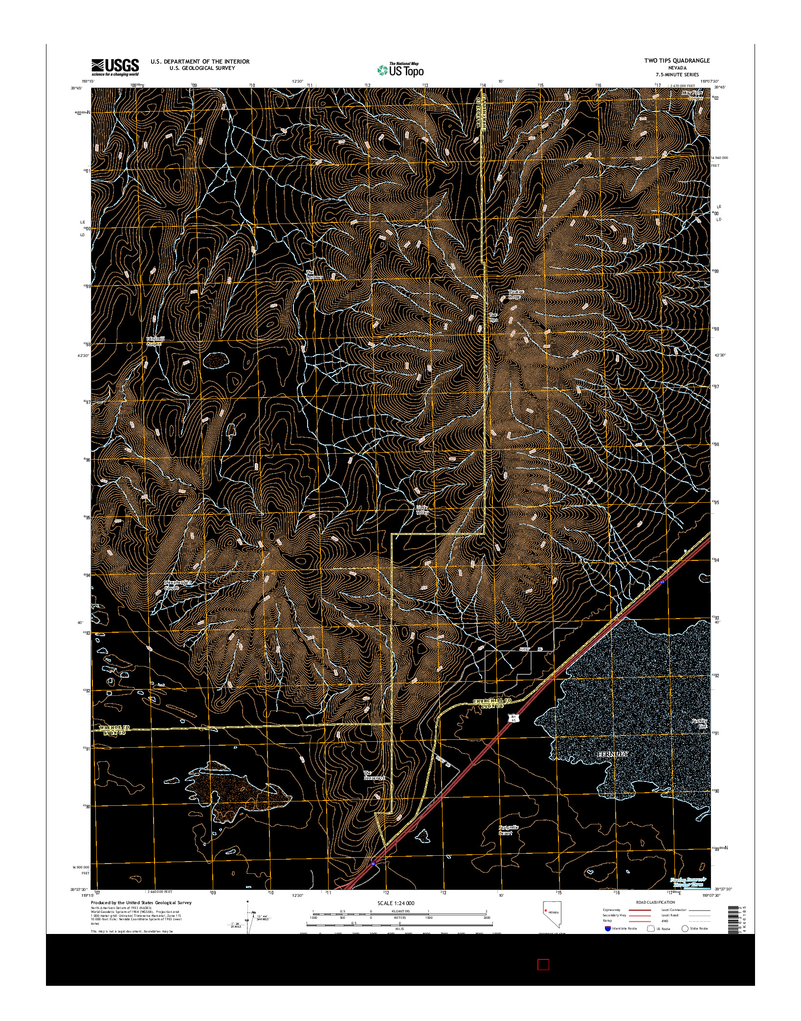 USGS US TOPO 7.5-MINUTE MAP FOR TWO TIPS, NV 2014