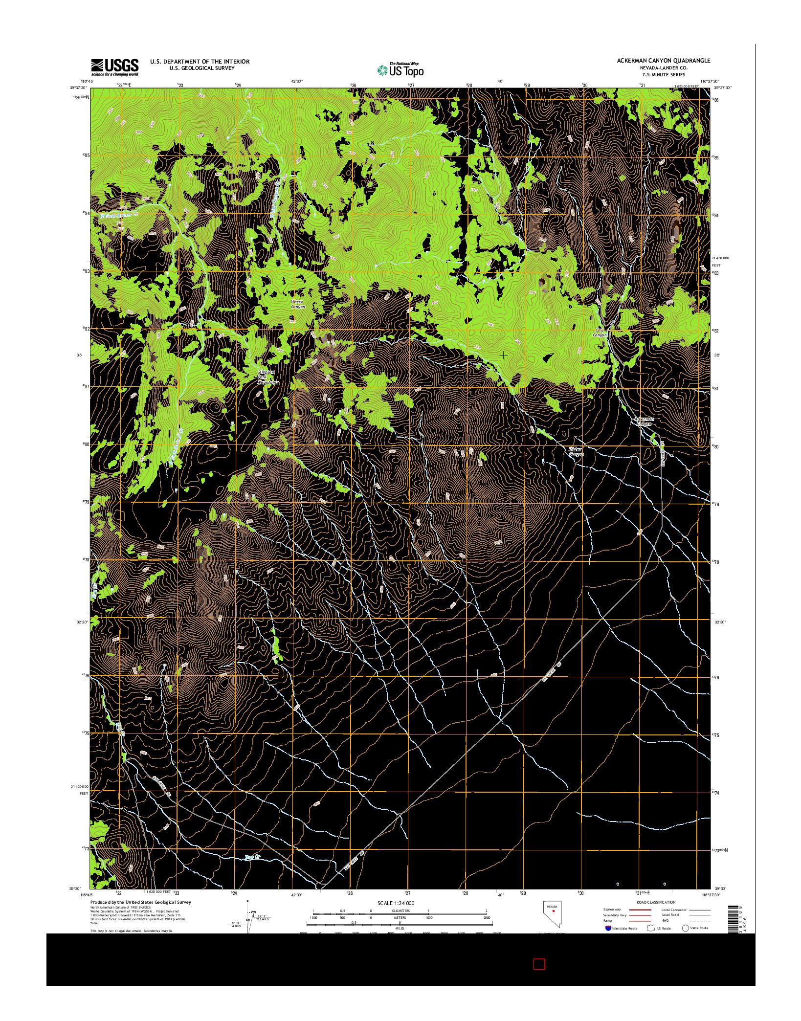 USGS US TOPO 7.5-MINUTE MAP FOR ACKERMAN CANYON, NV 2014