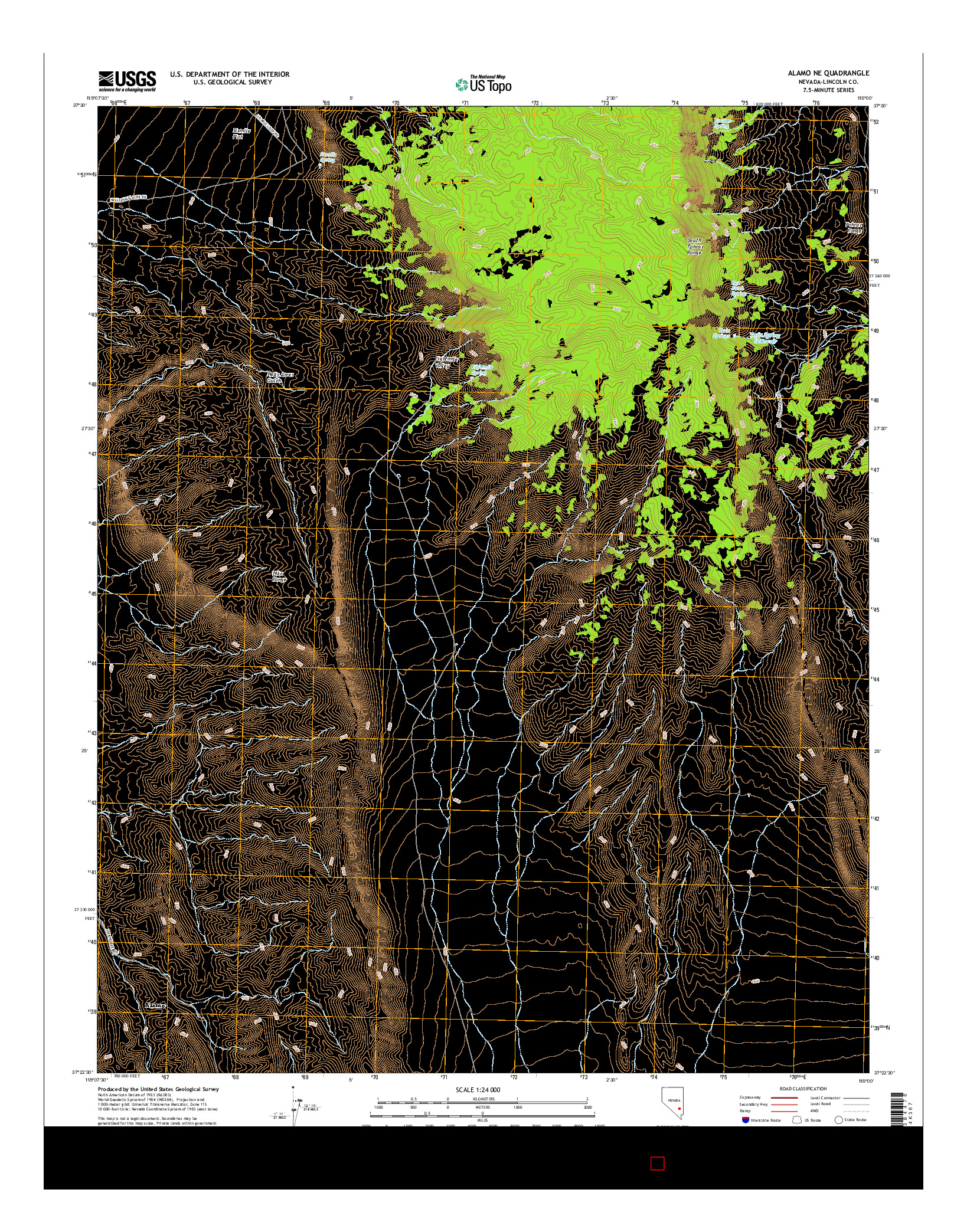 USGS US TOPO 7.5-MINUTE MAP FOR ALAMO NE, NV 2014