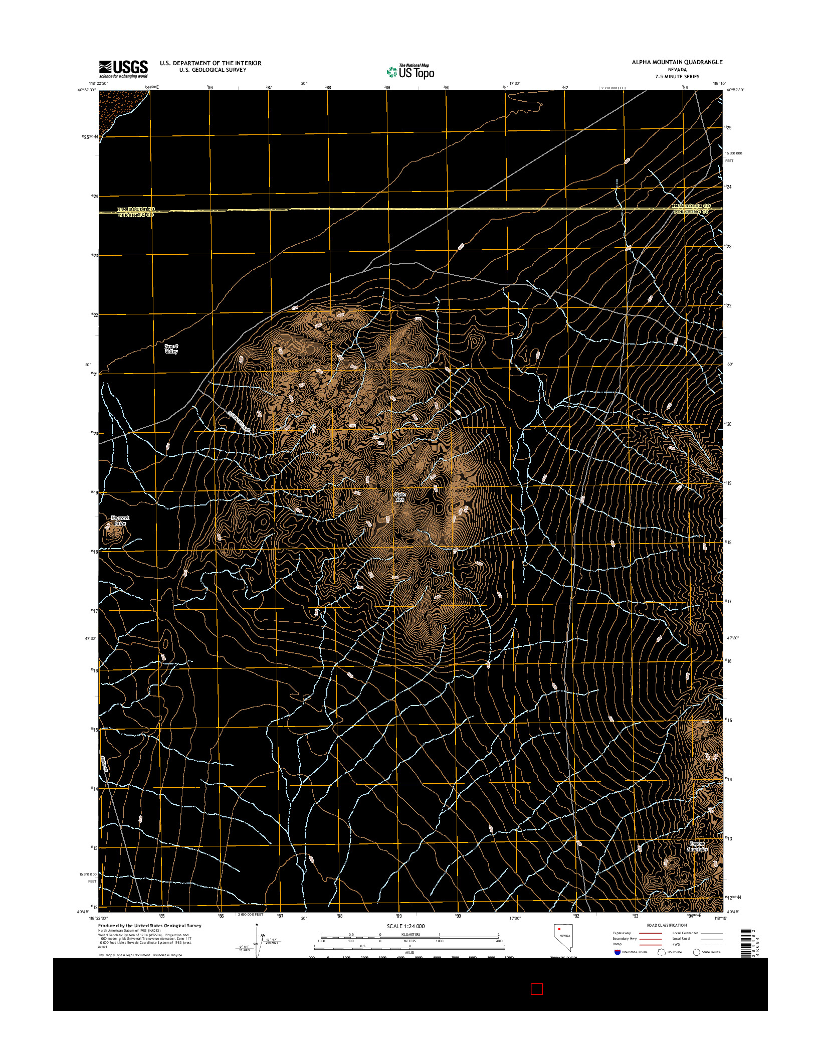 USGS US TOPO 7.5-MINUTE MAP FOR ALPHA MOUNTAIN, NV 2014