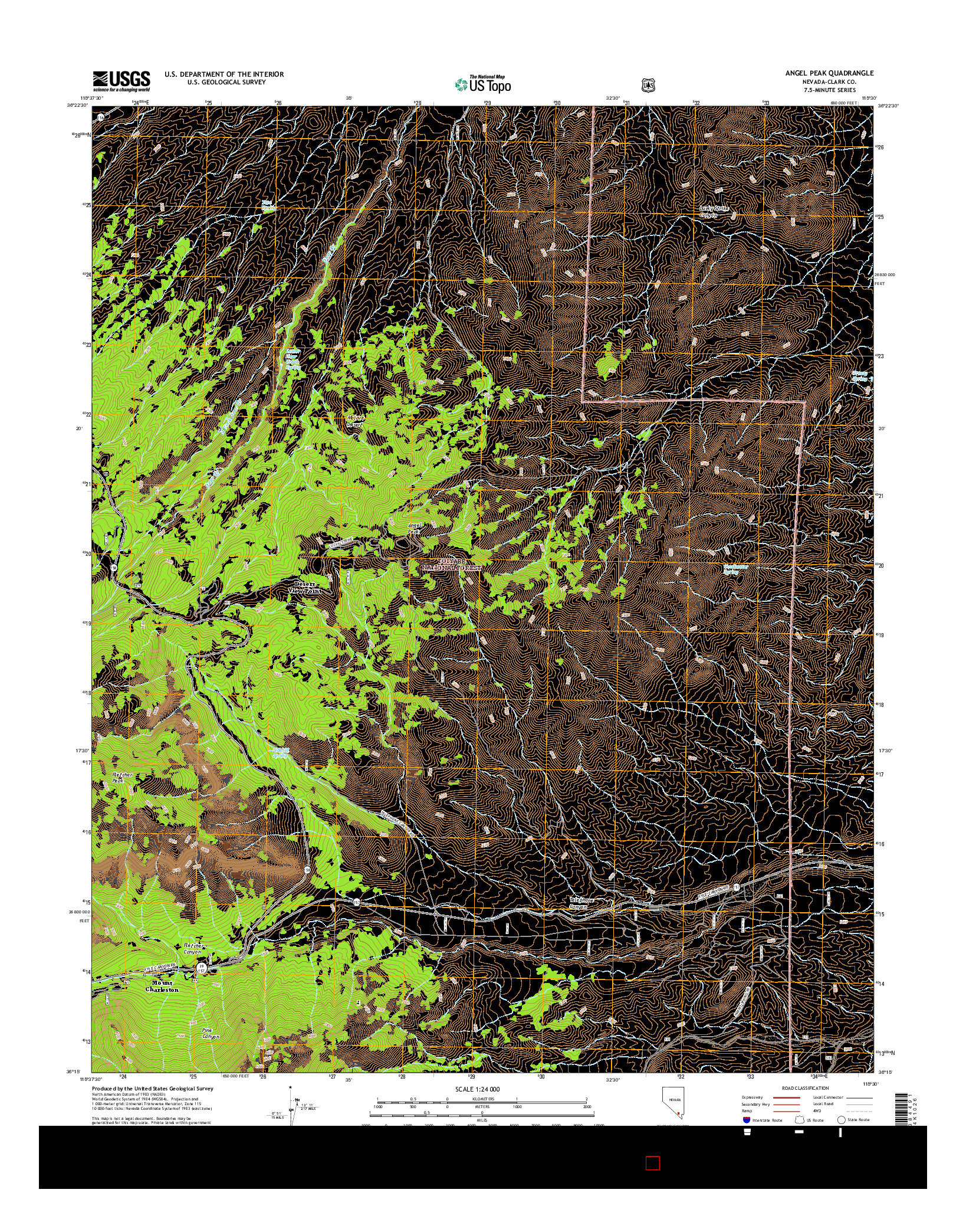 USGS US TOPO 7.5-MINUTE MAP FOR ANGEL PEAK, NV 2014