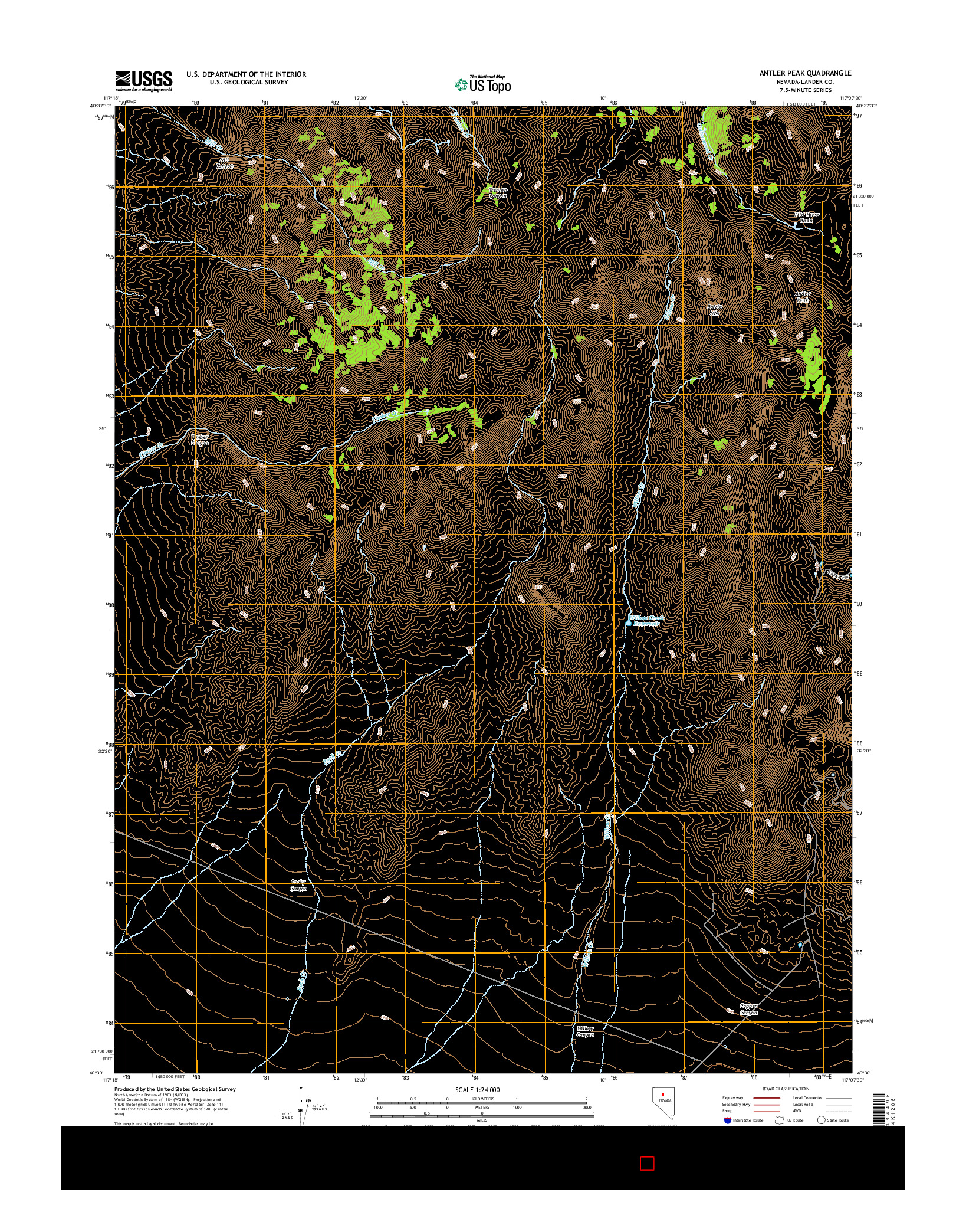 USGS US TOPO 7.5-MINUTE MAP FOR ANTLER PEAK, NV 2014