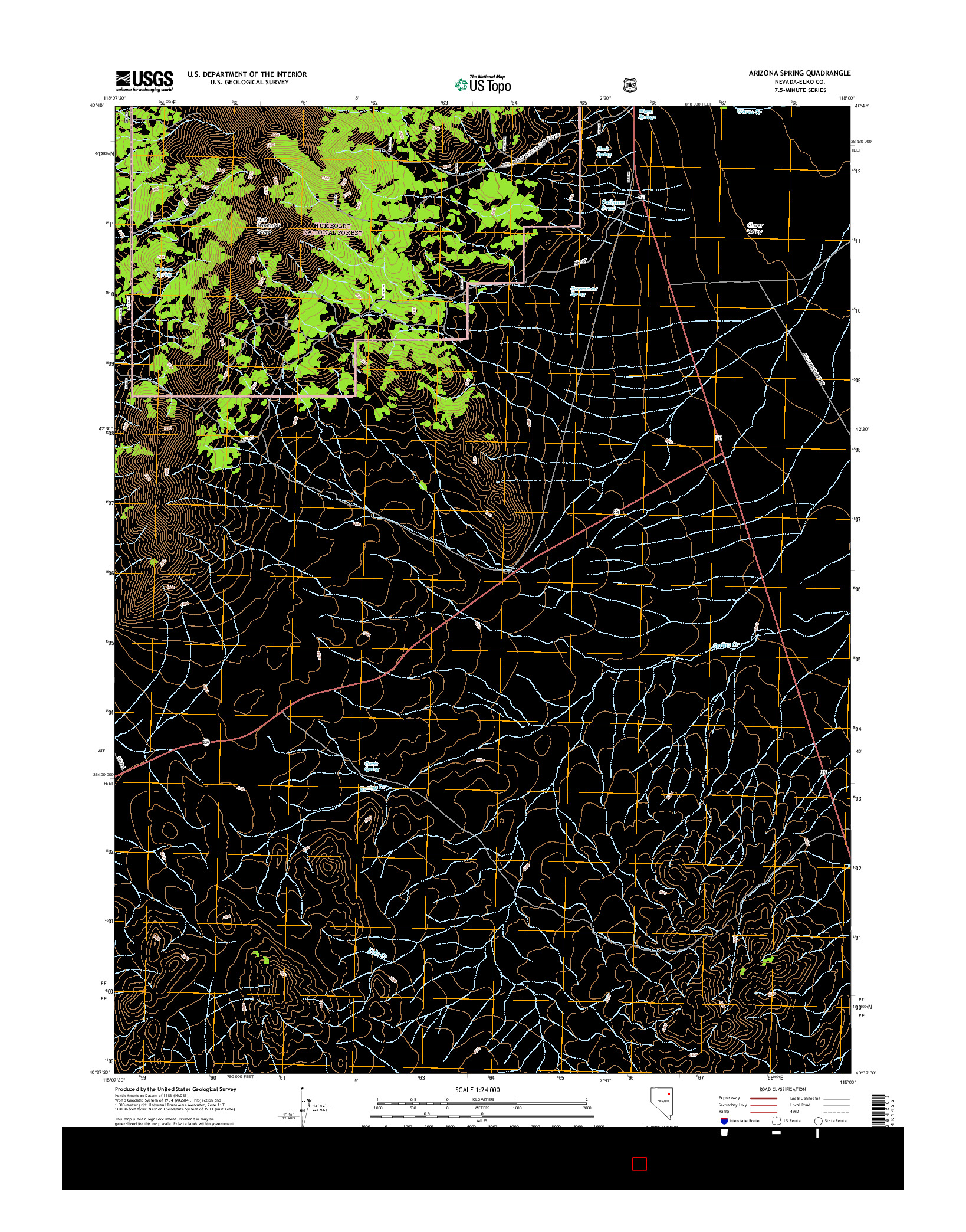 USGS US TOPO 7.5-MINUTE MAP FOR ARIZONA SPRING, NV 2014