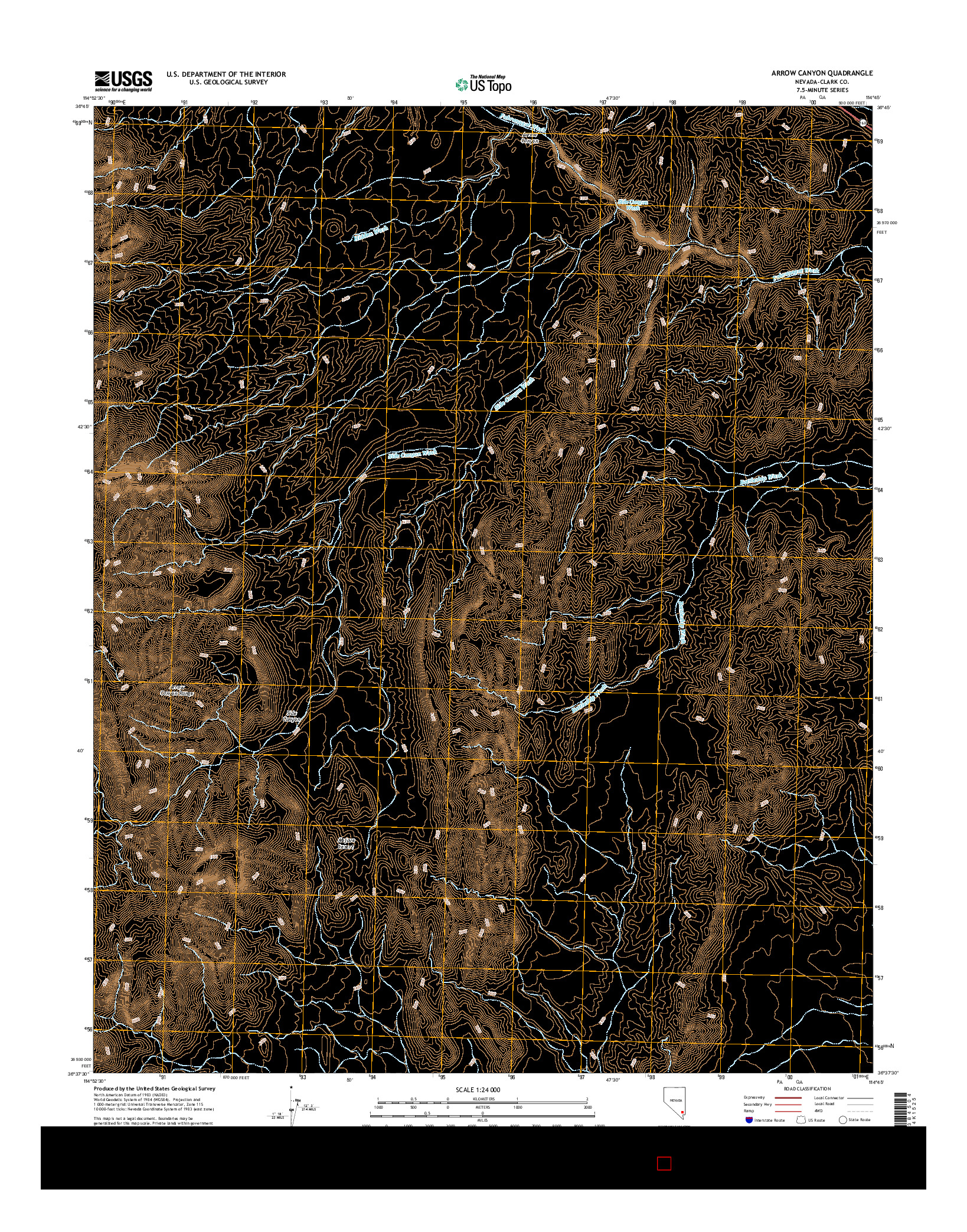 USGS US TOPO 7.5-MINUTE MAP FOR ARROW CANYON, NV 2014