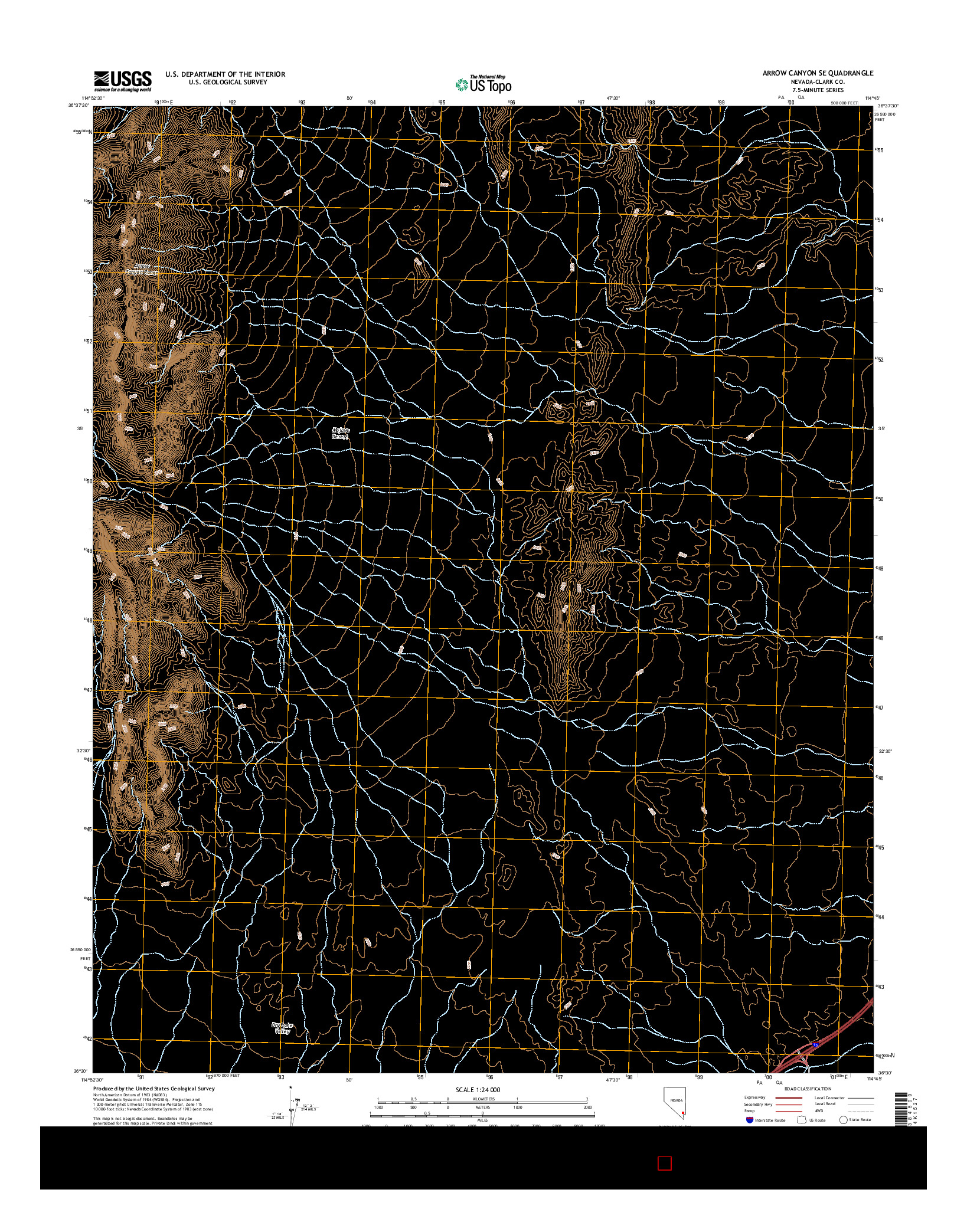 USGS US TOPO 7.5-MINUTE MAP FOR ARROW CANYON SE, NV 2014